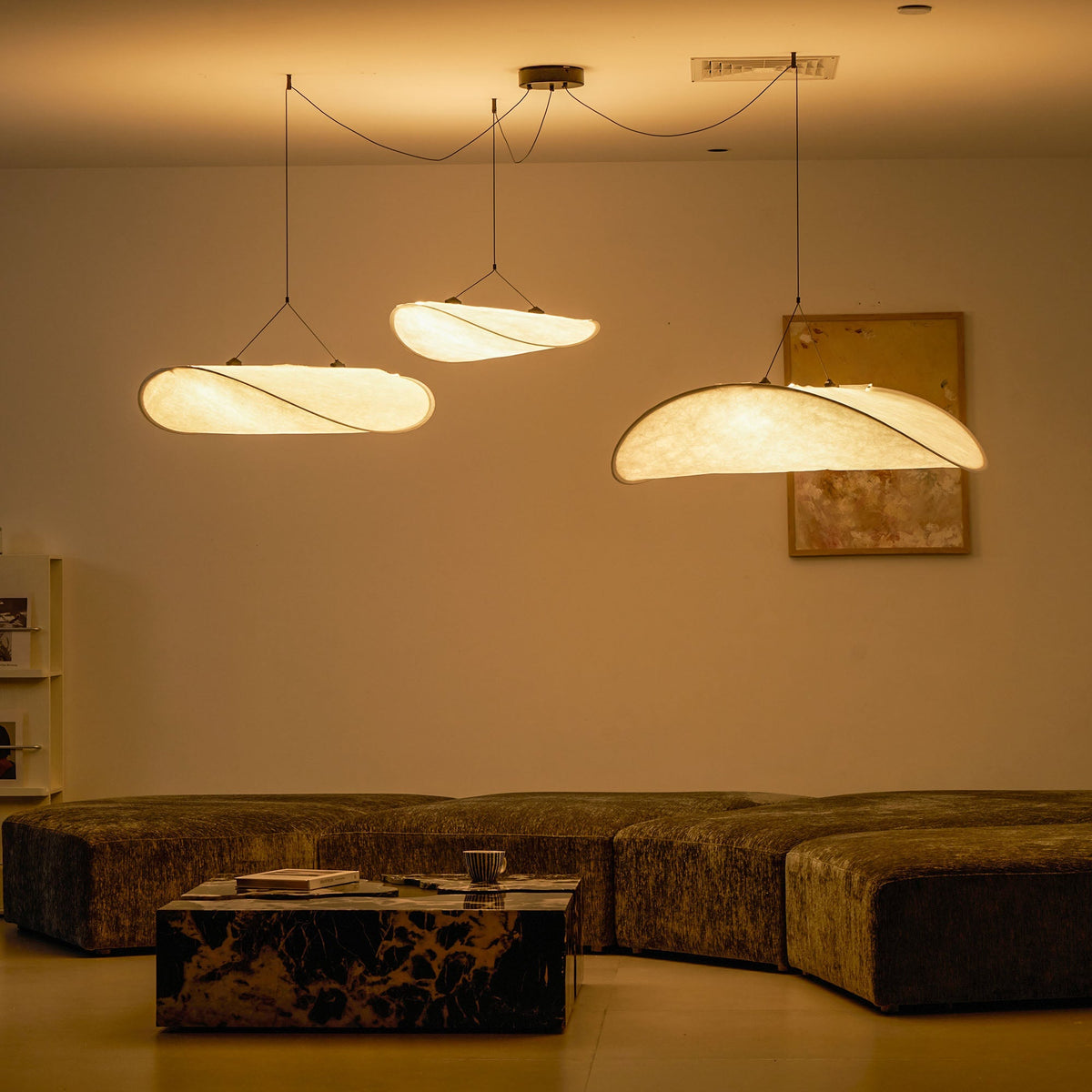 Lámpara colgante de pantalla de papel extragrande con altura ajustable, candelabro contemporáneo para isla de cocina, lámpara de techo para comedor | Thomler