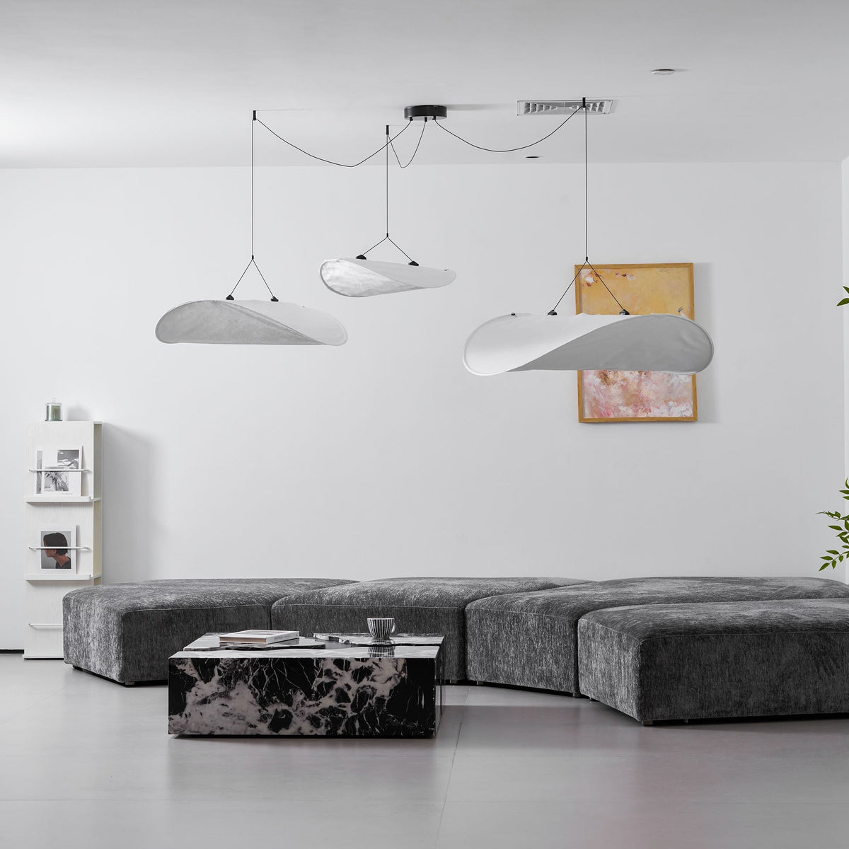 Lámpara colgante de pantalla de papel extragrande con altura ajustable, candelabro contemporáneo para isla de cocina, lámpara de techo para comedor | Thomler
