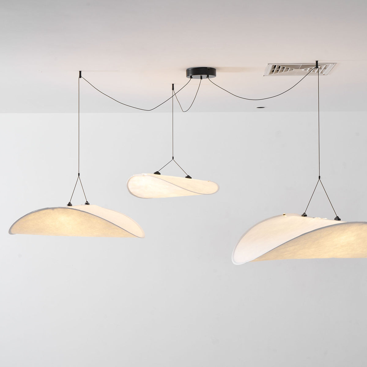 Lámpara colgante de pantalla de papel extragrande con altura ajustable, candelabro contemporáneo para isla de cocina, lámpara de techo para comedor | Thomler