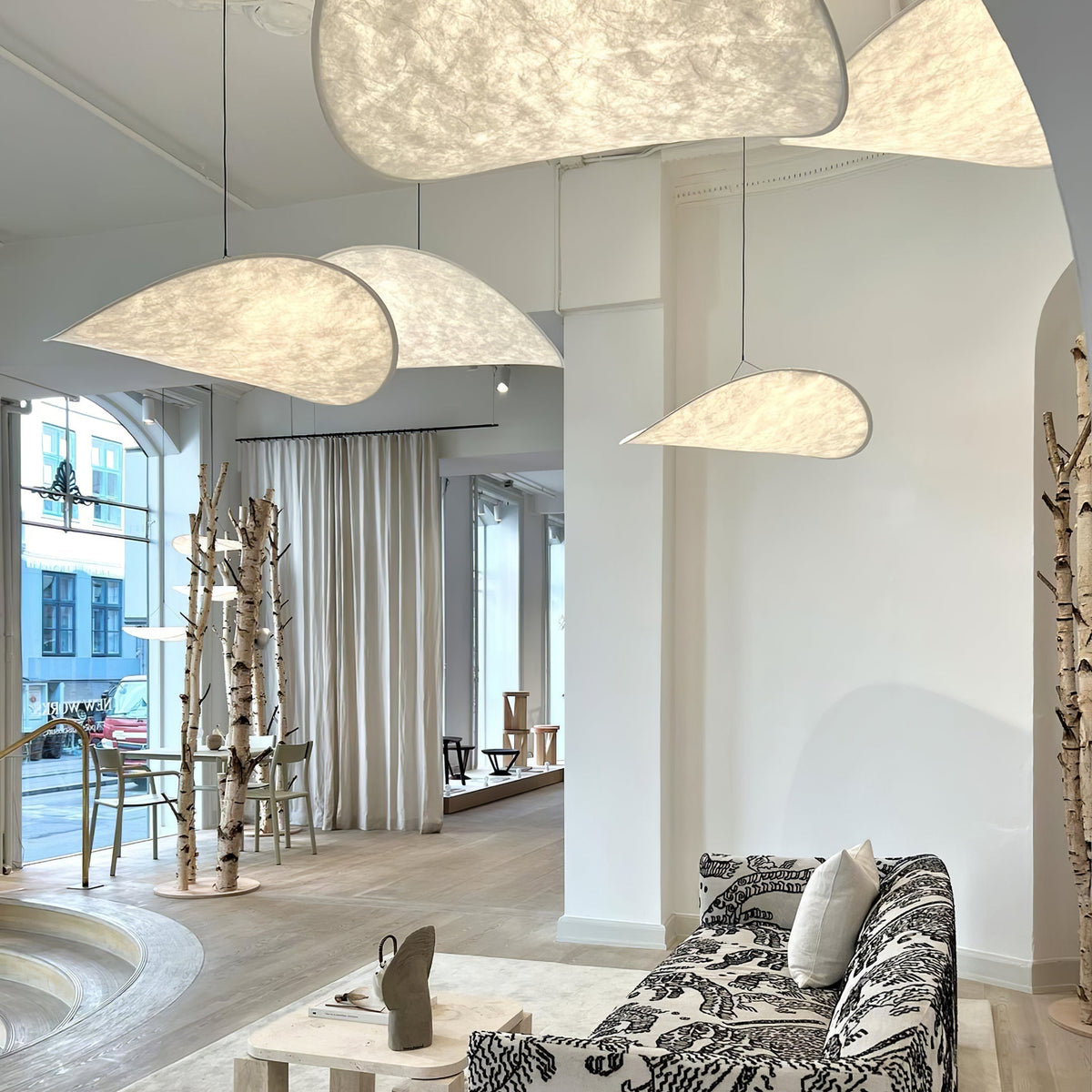 Lámpara colgante de pantalla de papel extragrande con altura ajustable, candelabro contemporáneo para isla de cocina, lámpara de techo para comedor | Thomler