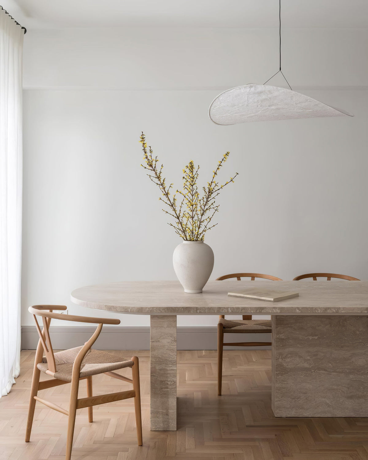 Lámpara colgante de pantalla de papel extragrande con altura ajustable, candelabro contemporáneo para isla de cocina, lámpara de techo para comedor | Thomler