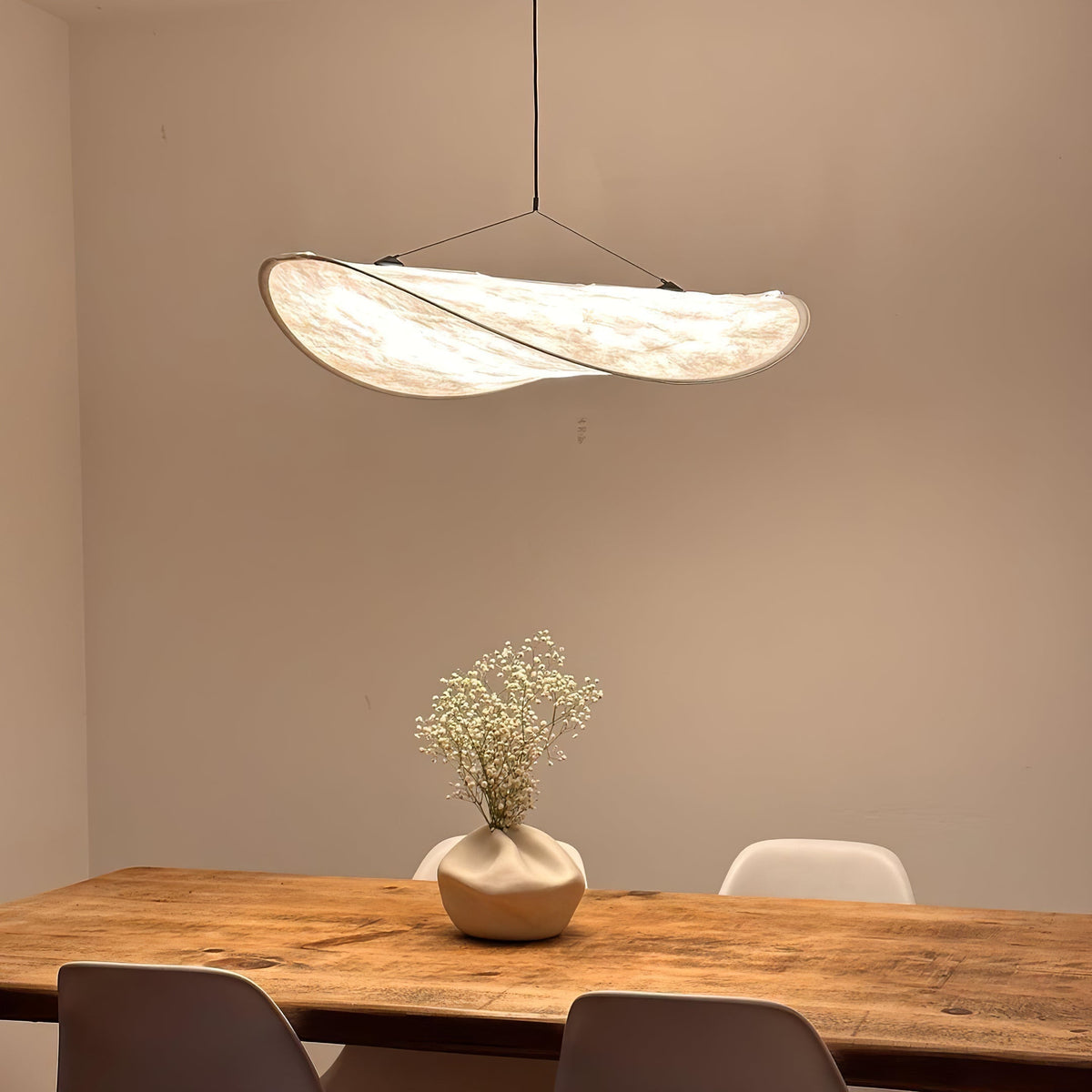 Lámpara colgante de pantalla de papel extragrande con altura ajustable, candelabro contemporáneo para isla de cocina, lámpara de techo para comedor | Thomler