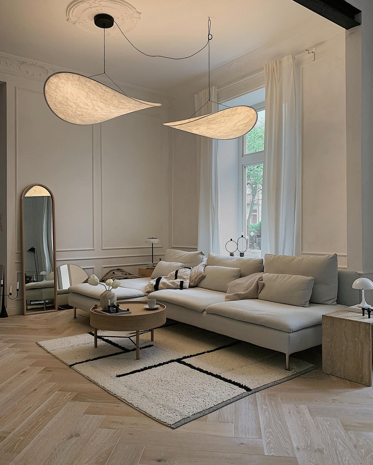Lámpara colgante de pantalla de papel extragrande con altura ajustable, candelabro contemporáneo para isla de cocina, lámpara de techo para comedor | Thomler