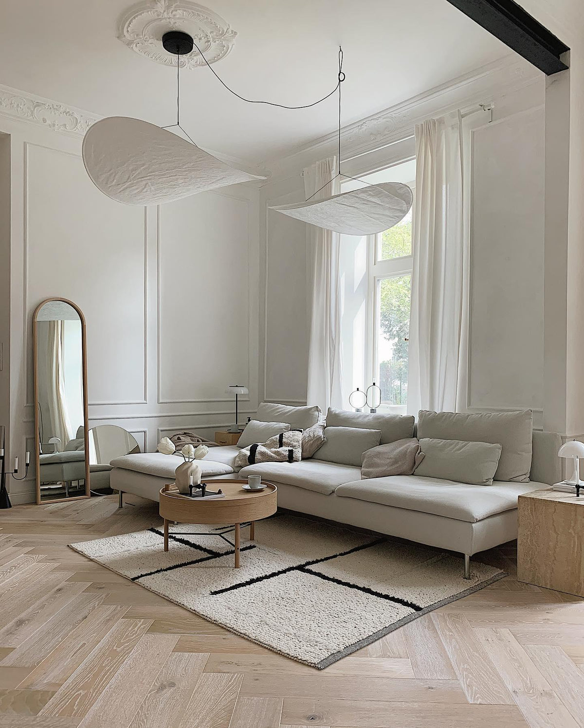 Lámpara colgante de pantalla de papel extragrande con altura ajustable, candelabro contemporáneo para isla de cocina, lámpara de techo para comedor | Thomler