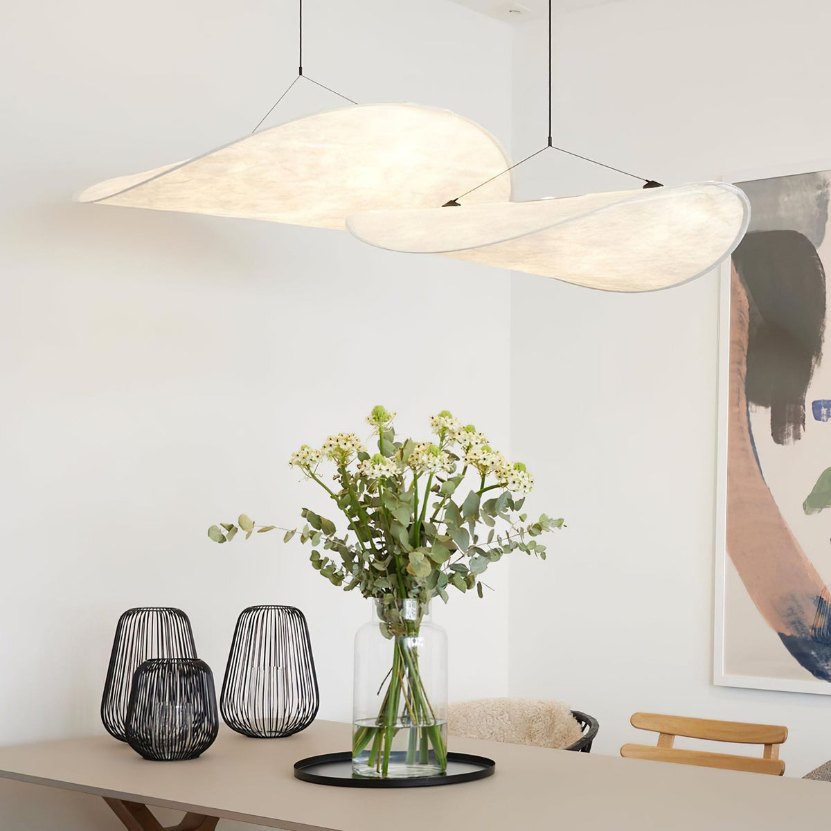 Lámpara colgante de pantalla de papel extragrande con altura ajustable, candelabro contemporáneo para isla de cocina, lámpara de techo para comedor | Thomler