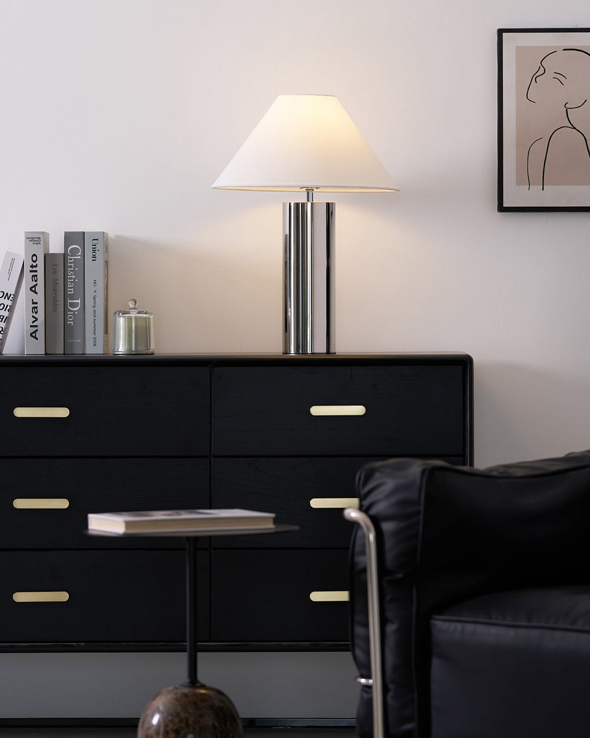 Nachttischlampe mit Stoffschirm und Metallsockel, 40 cm, weiße Leselampe für Nachttische, Schreibtische, Home Office, Schlafzimmer | Thomler