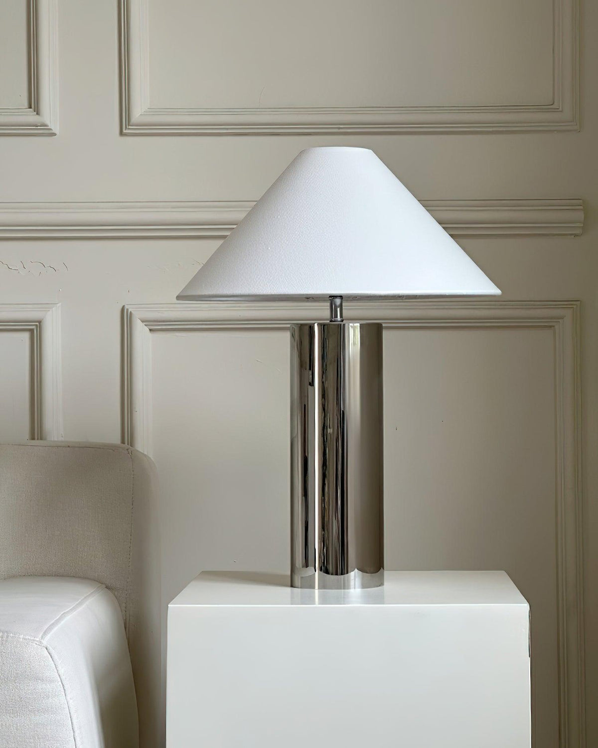 Nachttischlampe mit Stoffschirm und Metallsockel, 40 cm, weiße Leselampe für Nachttische, Schreibtische, Home Office, Schlafzimmer | Thomler