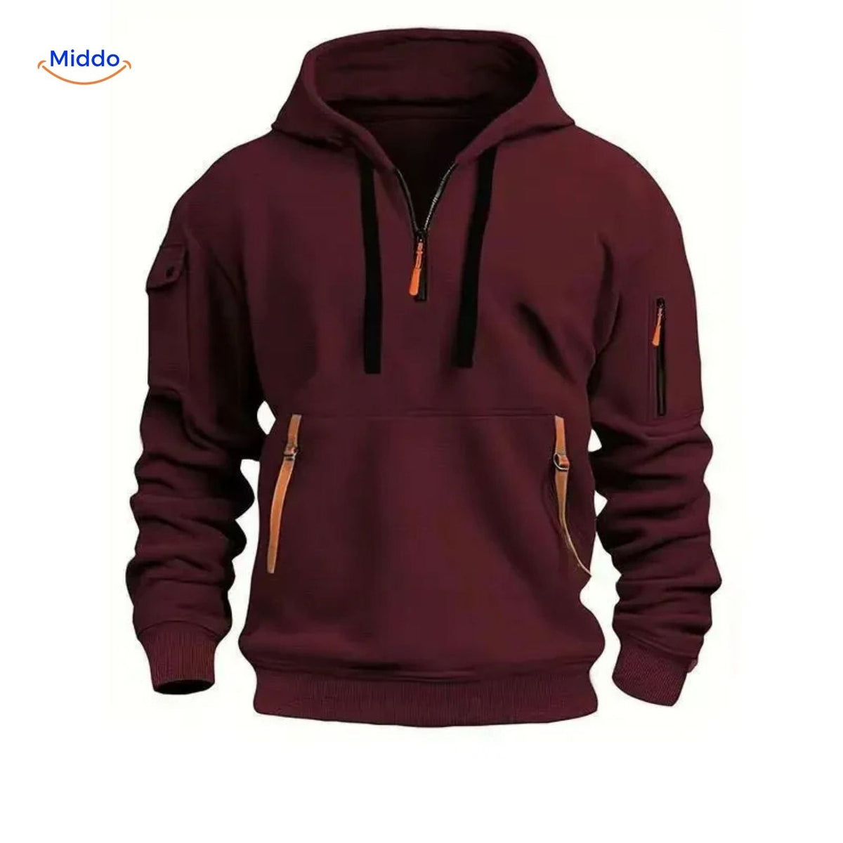 Men's Zip-Up Hoodie with Pockets – Soft Cotton-Poly Blend Casual Sweatshirt