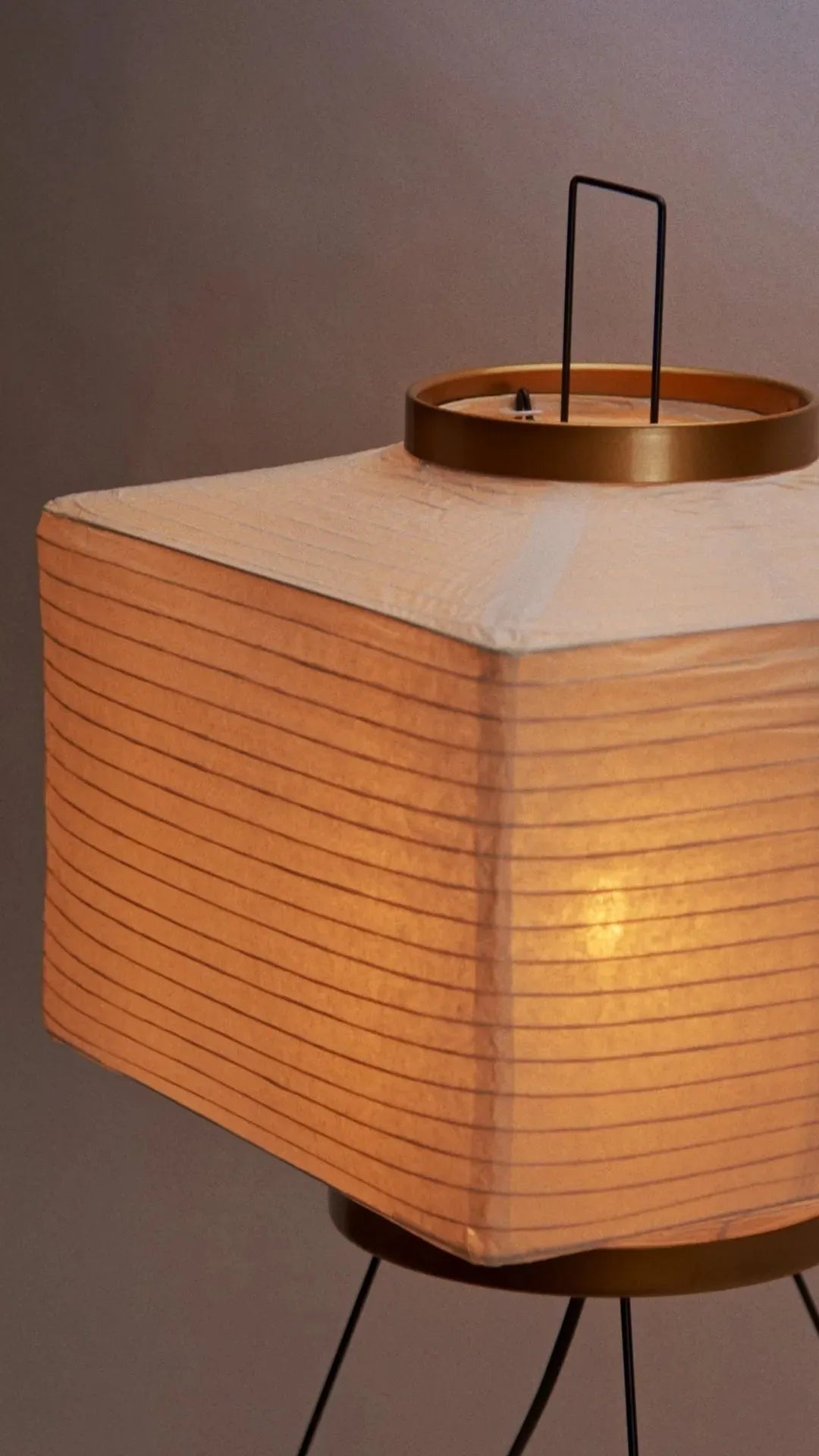 Geometric Paper Lantern Stand Lamp White 24 inch Tall Zen Décor Soft Glow Minimal Japanese Ambient Light Reading Nook Bedroom Living Space | Thomler