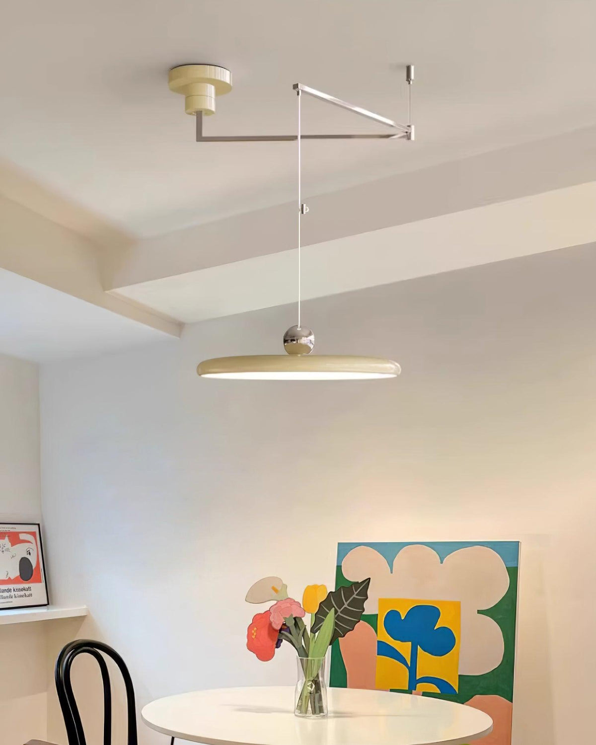 Hangende plafondlamp met acrylplaat, 16 inch, geel, voor kookeiland en eettafel, modern LED-plafondlicht, verstelbaar snoer 59 | Thomler