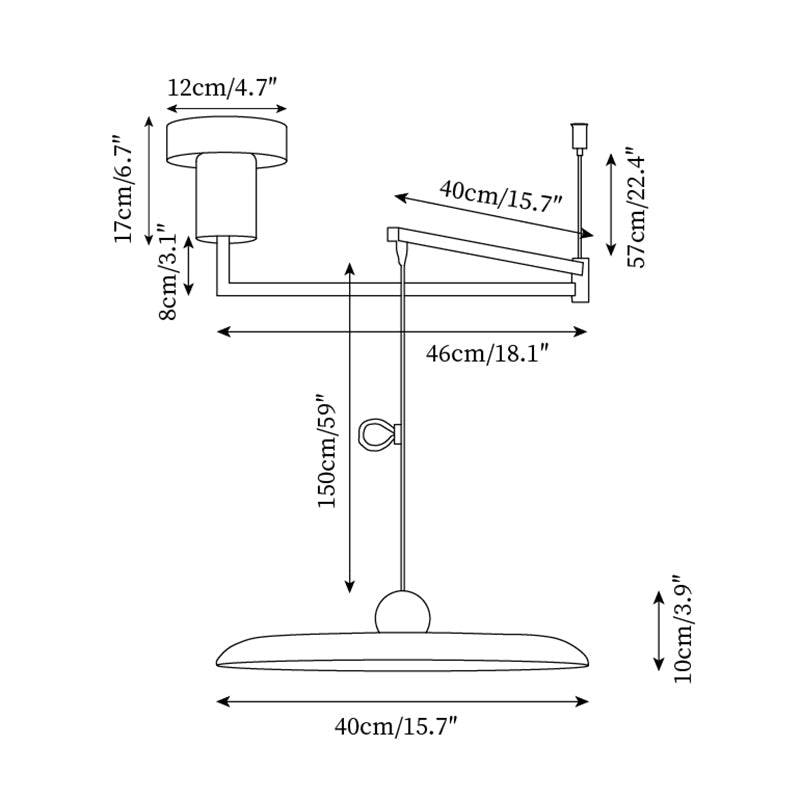 Hangende plafondlamp met acrylplaat, 16 inch, geel, voor kookeiland en eettafel, modern LED-plafondlicht, verstelbaar snoer 59 | Thomler
