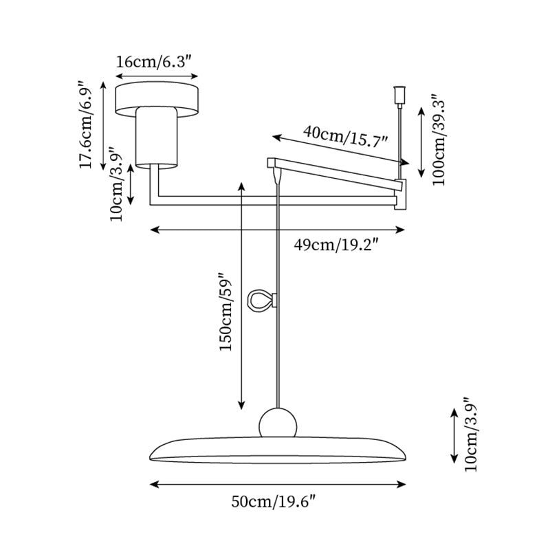 Hangende plafondlamp met acrylplaat, 16 inch, geel, voor kookeiland en eettafel, modern LED-plafondlicht, verstelbaar snoer 59 | Thomler