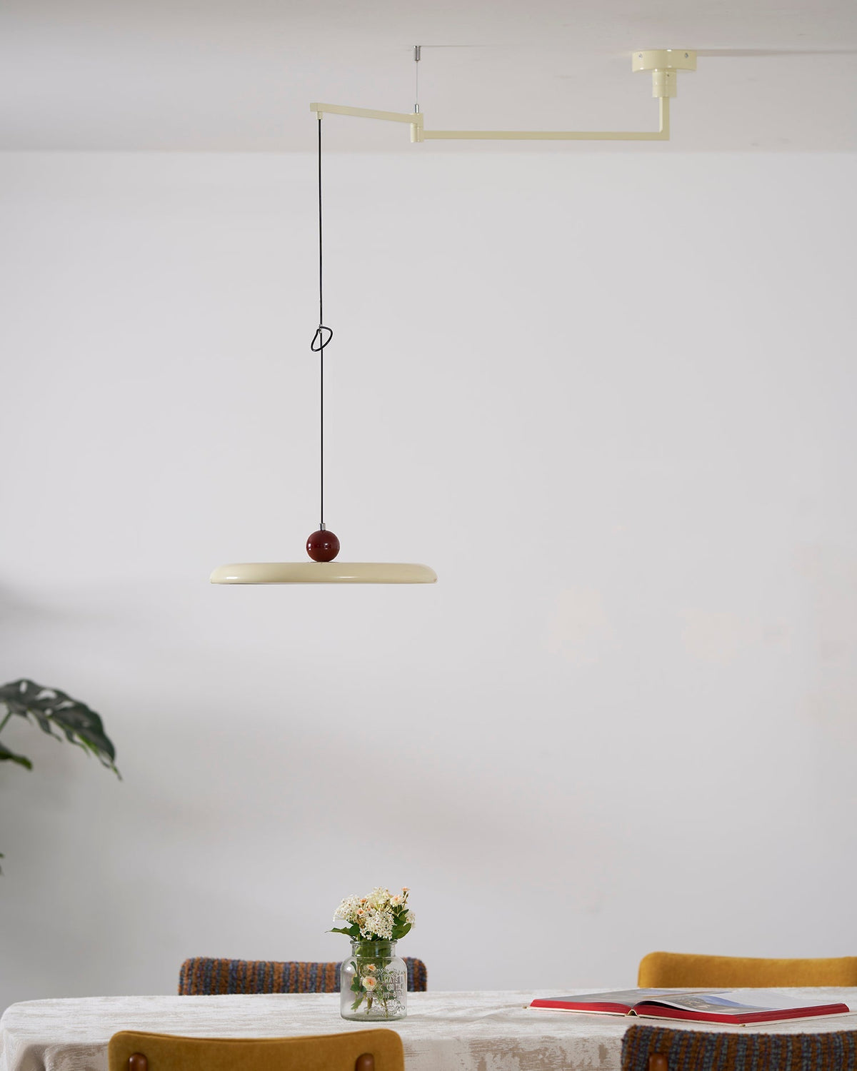 Hangende plafondlamp met acrylplaat, 16 inch, geel, voor kookeiland en eettafel, modern LED-plafondlicht, verstelbaar snoer 59 | Thomler