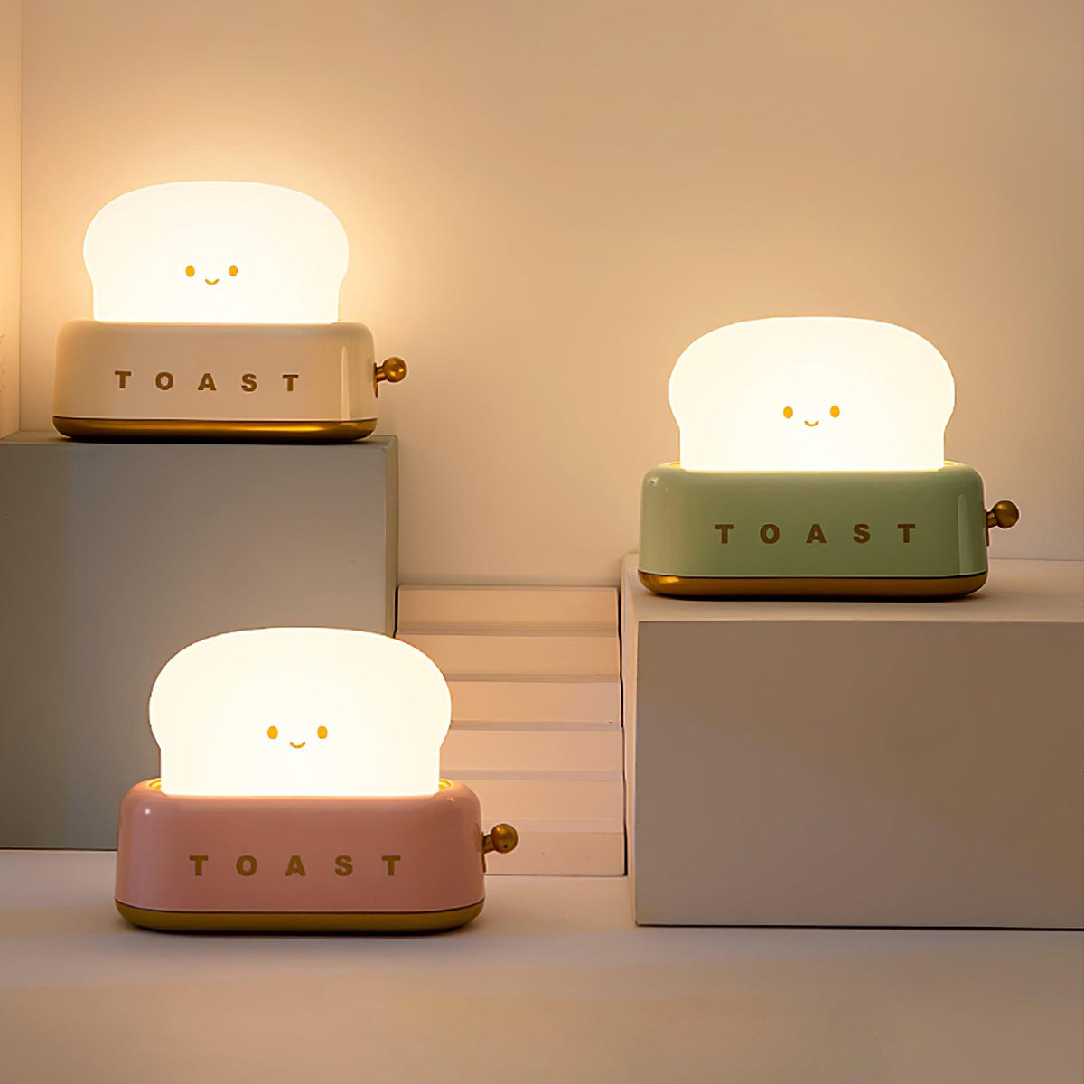 USB-Powered Toaster-Shaped LED Accent Light with Dimmer – 5.3 in Retro Desktop Lamp for Bedroom Nightstand Desk Office Dorm – Warm White Glo | Thomler