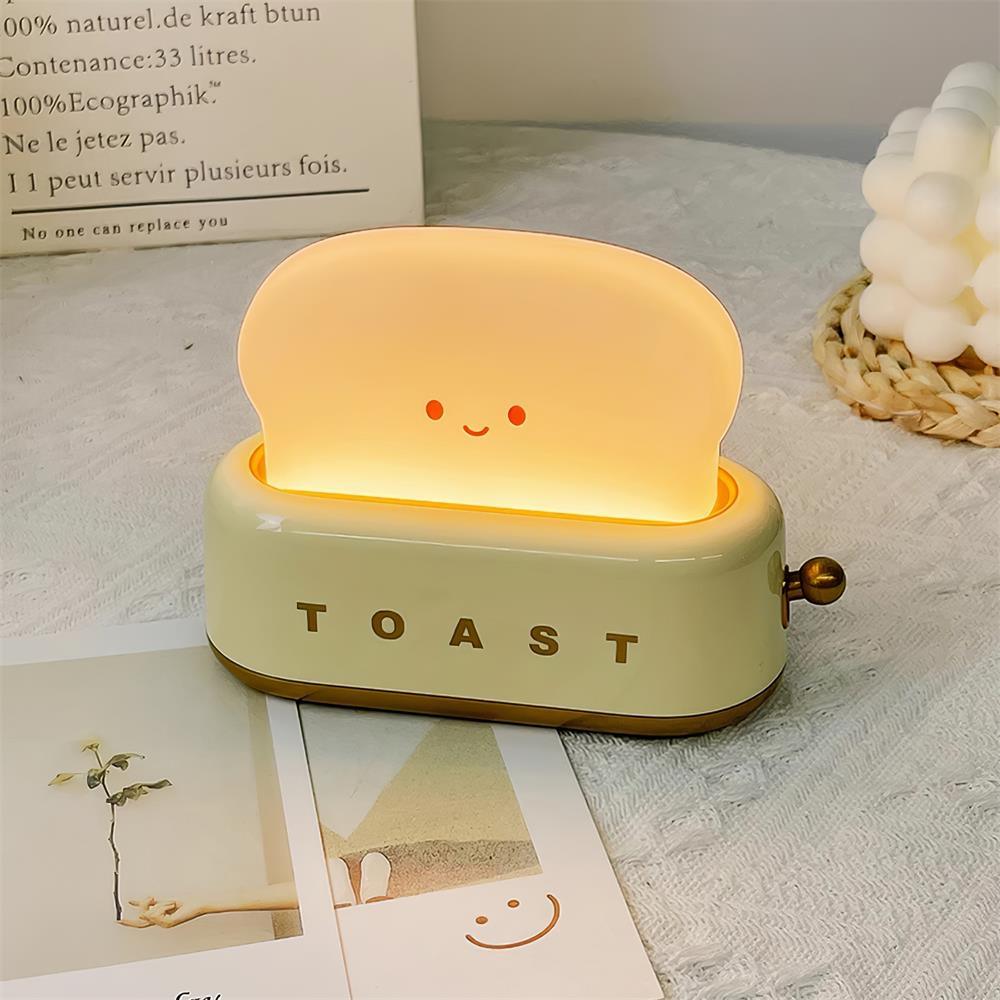 USB-Powered Toaster-Shaped LED Accent Light with Dimmer – 5.3 in Retro Desktop Lamp for Bedroom Nightstand Desk Office Dorm – Warm White Glo | Thomler