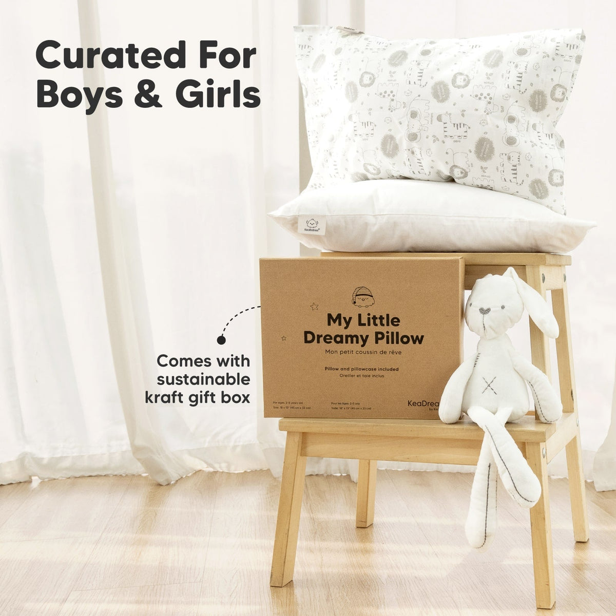 Paquete de 2 almohadas para niños pequeños (estampados de dinosaurios y safari)