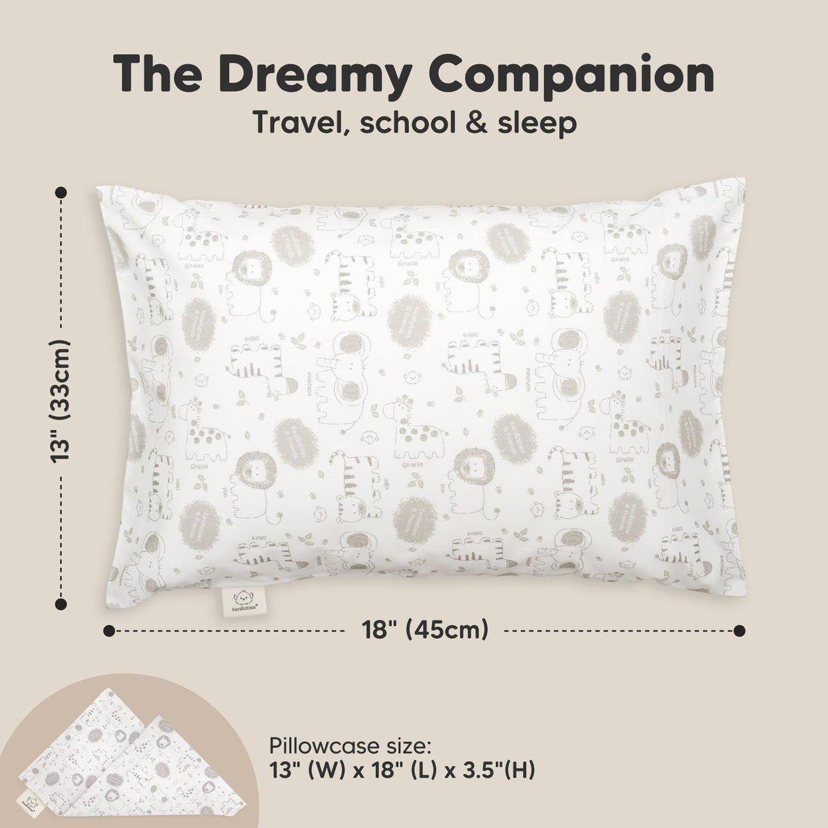 2-Pack Toddler Pillow (Rainbow & Safari Prints)