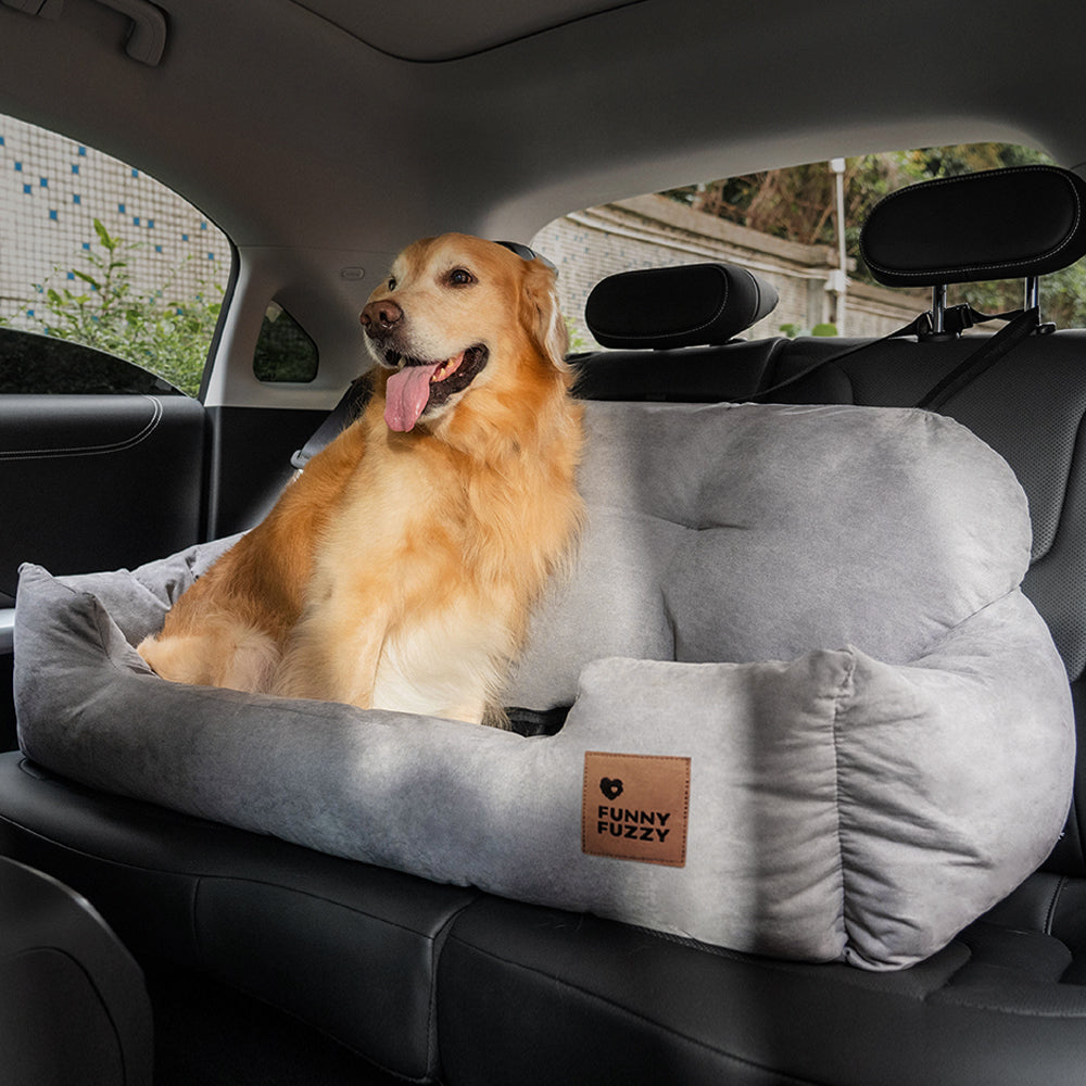 Funda de asiento de coche para perros – Hamaca de viaje acolchada para perros medianos y grandes con correas de seguridad y bolsillos de almacenamiento