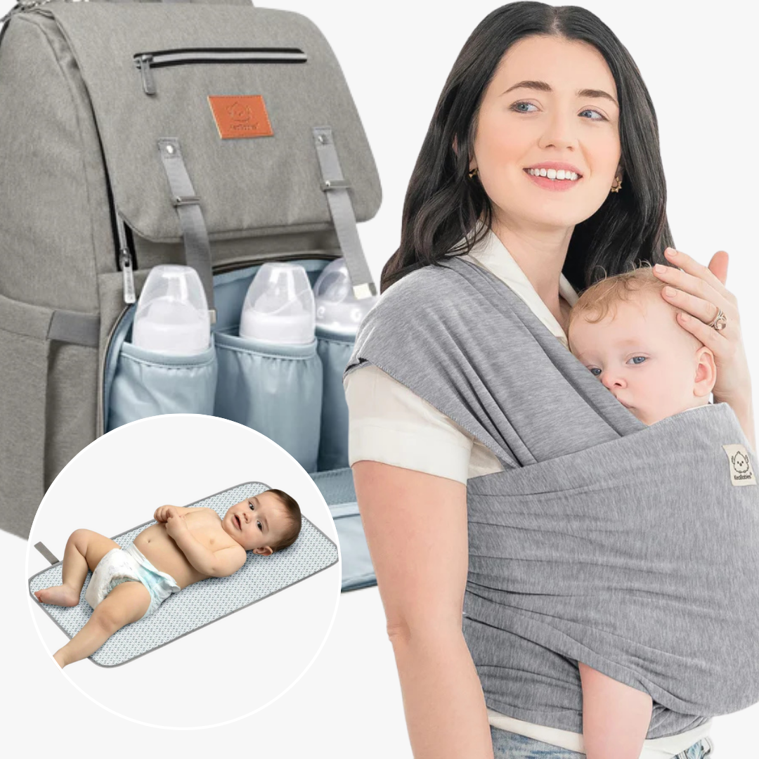 Baby Travel Set: Wrap Carrier, Diaper Bag & Changing Pad