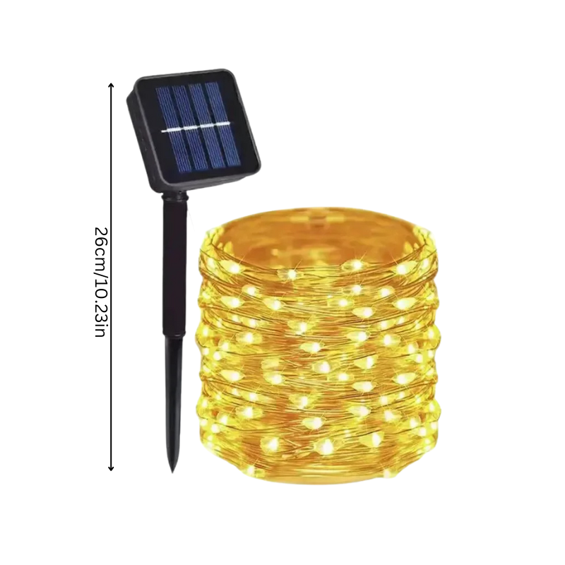 Solar-Lichterkette für außen, wasserdicht, 8 Modi, flexible Kupferdraht-LED-Lichterkette für Terrasse, Garten, Deck, Zaun, Party-Dekoration, ganzjährig verwendbar