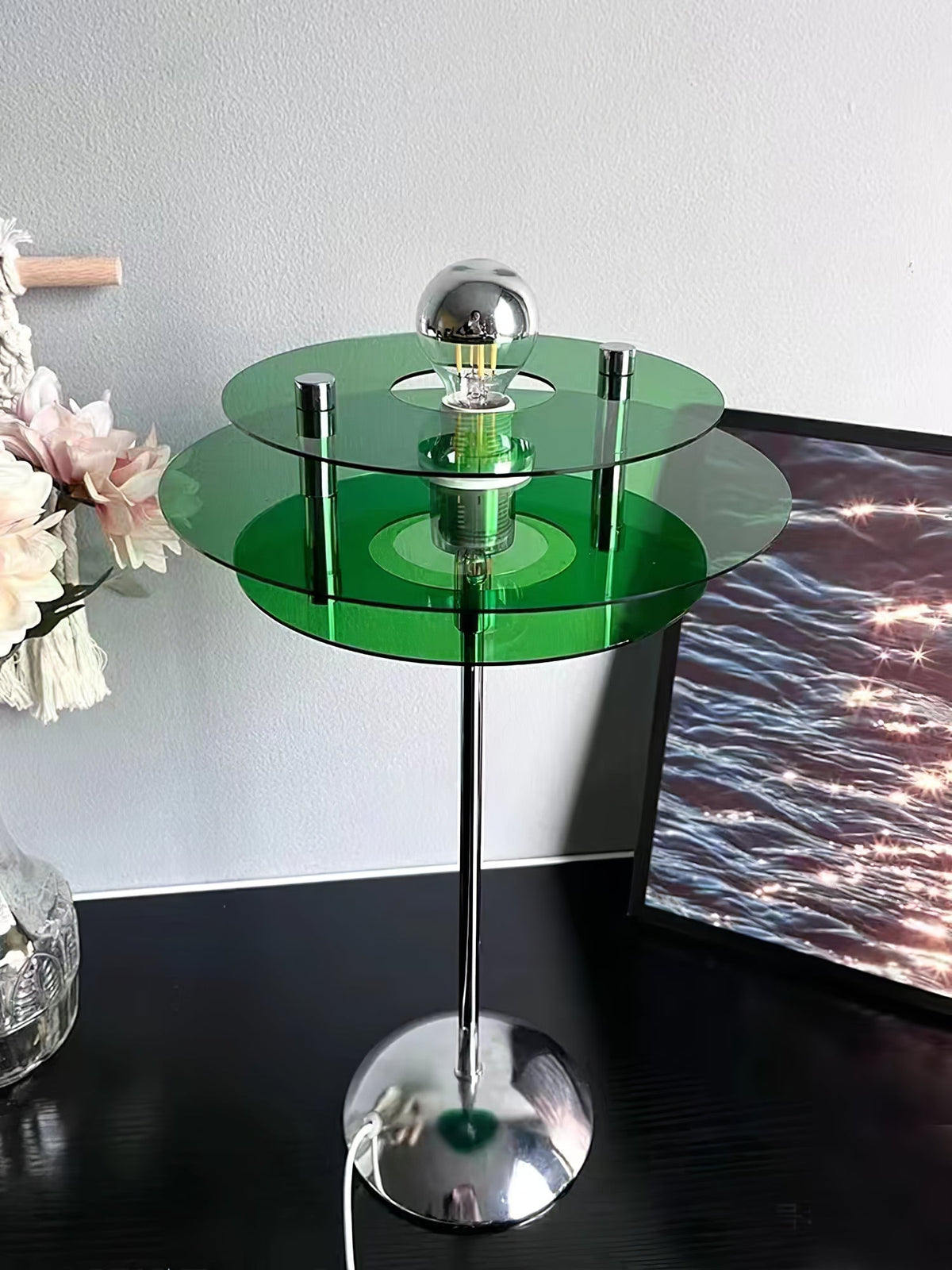Skulpturale Acryl-Akzentleuchte mit LED-Kompatibilität – 9 Zoll geometrische Nachttischlampe für Schlafzimmer, Büro, Lesen – Modernes Stapeldesign U | Thomler