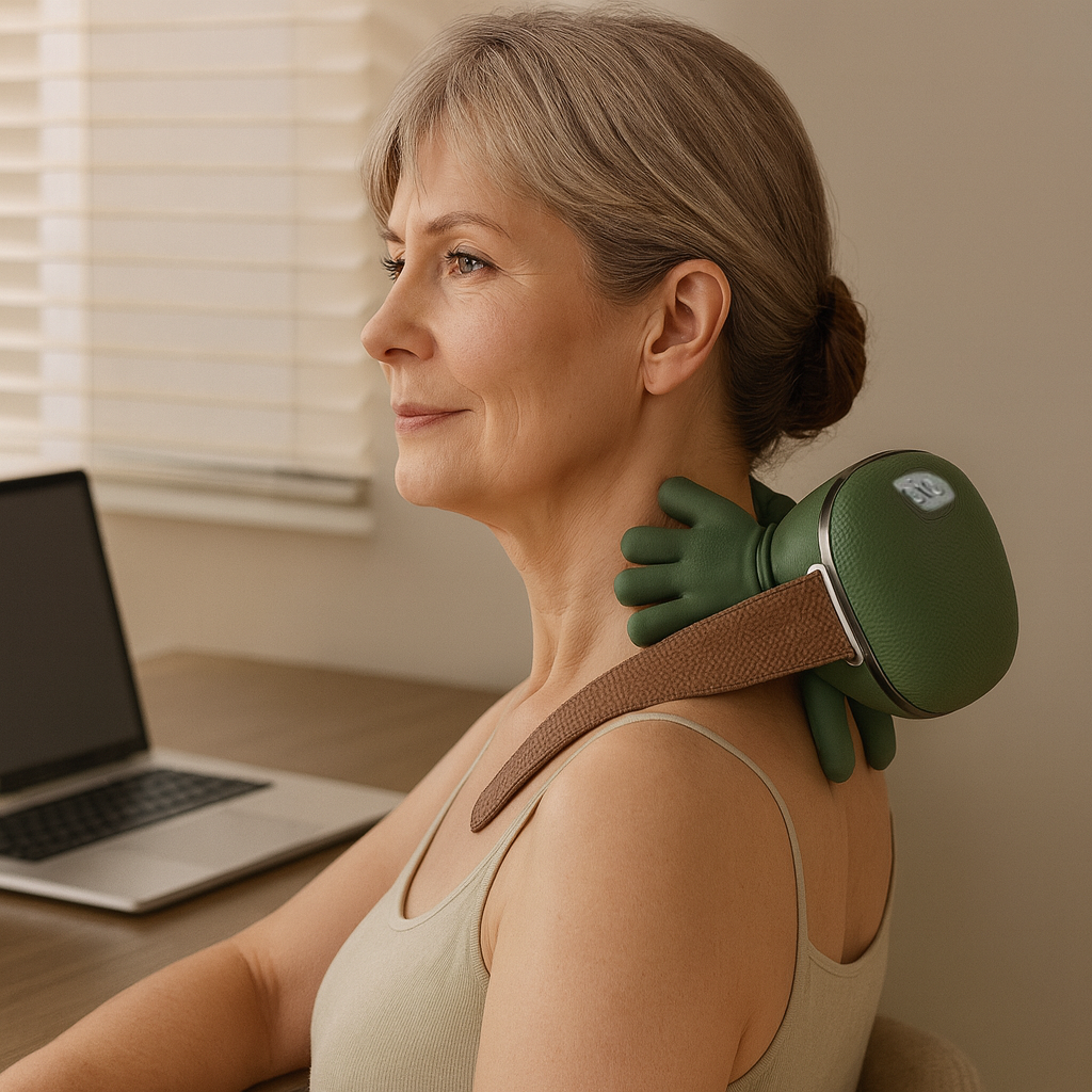 Cordless Shiatsu Neck and Shoulder Massager with Heat – 3 Intensity Levels, Rechargeable Battery, Deep Kneading Massage for Home Office Trav | Thomler