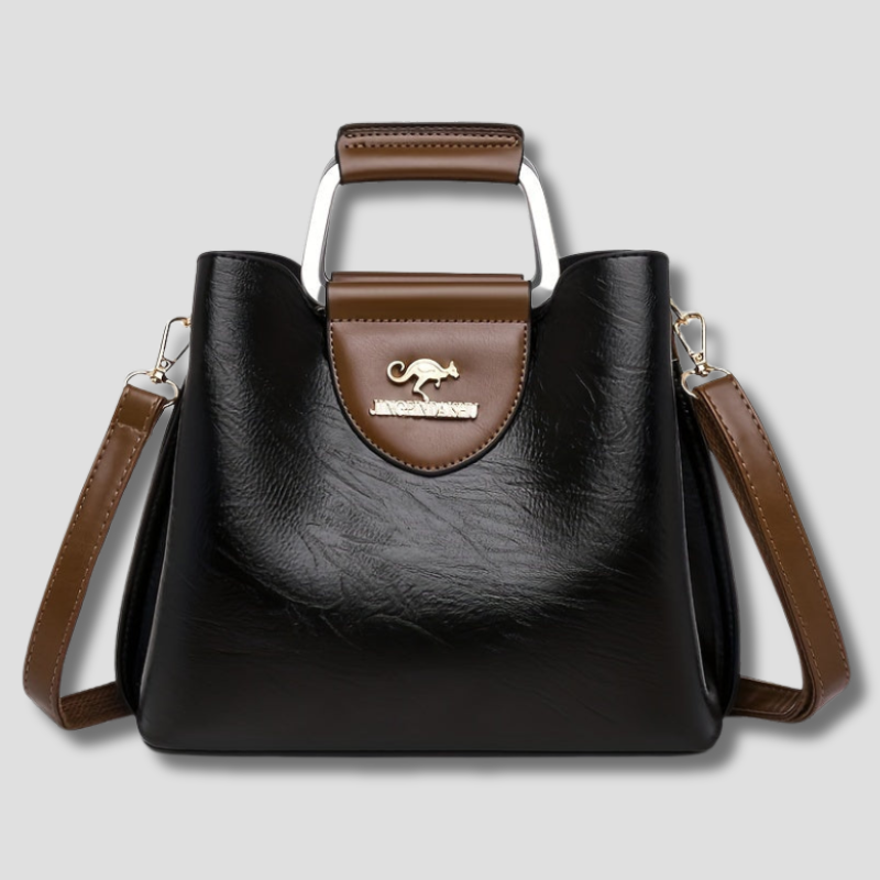 Echt leren schoudertas crossbody tas tweekleurige organizer voor dames werk reizen dagelijks gebruik