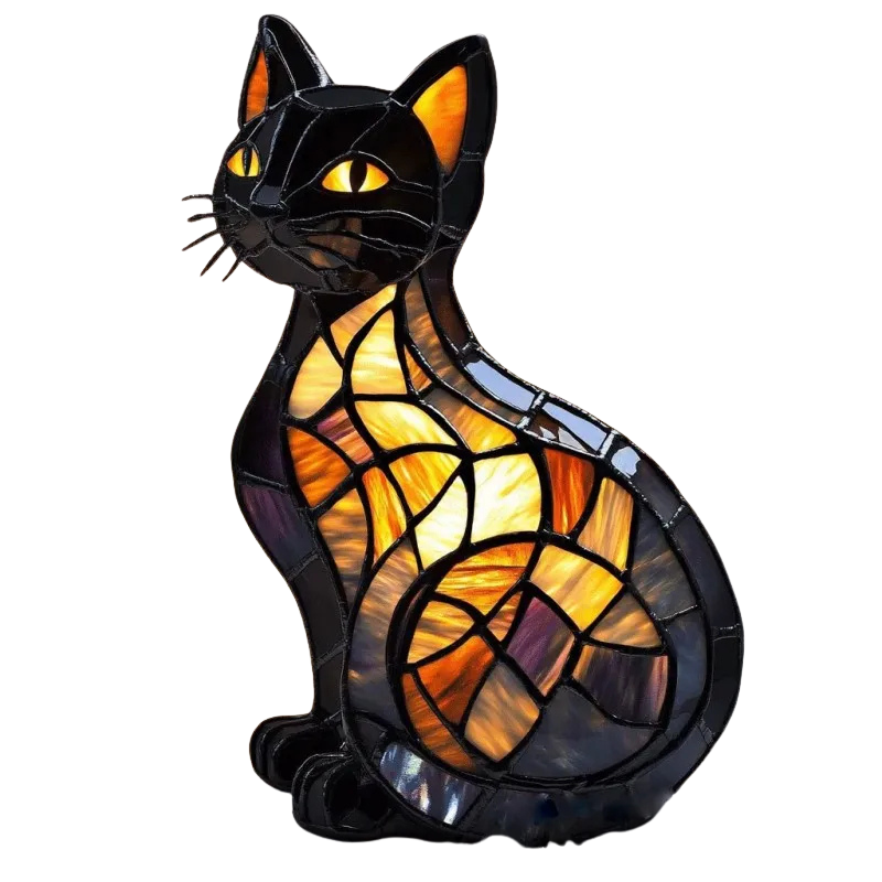 Solar Cat Statue Garden Light with Glowing Eyes for Outdoor Patio Decor | Metal Silhouette Yard Art LED Accent Lamp for Walkways, Porches