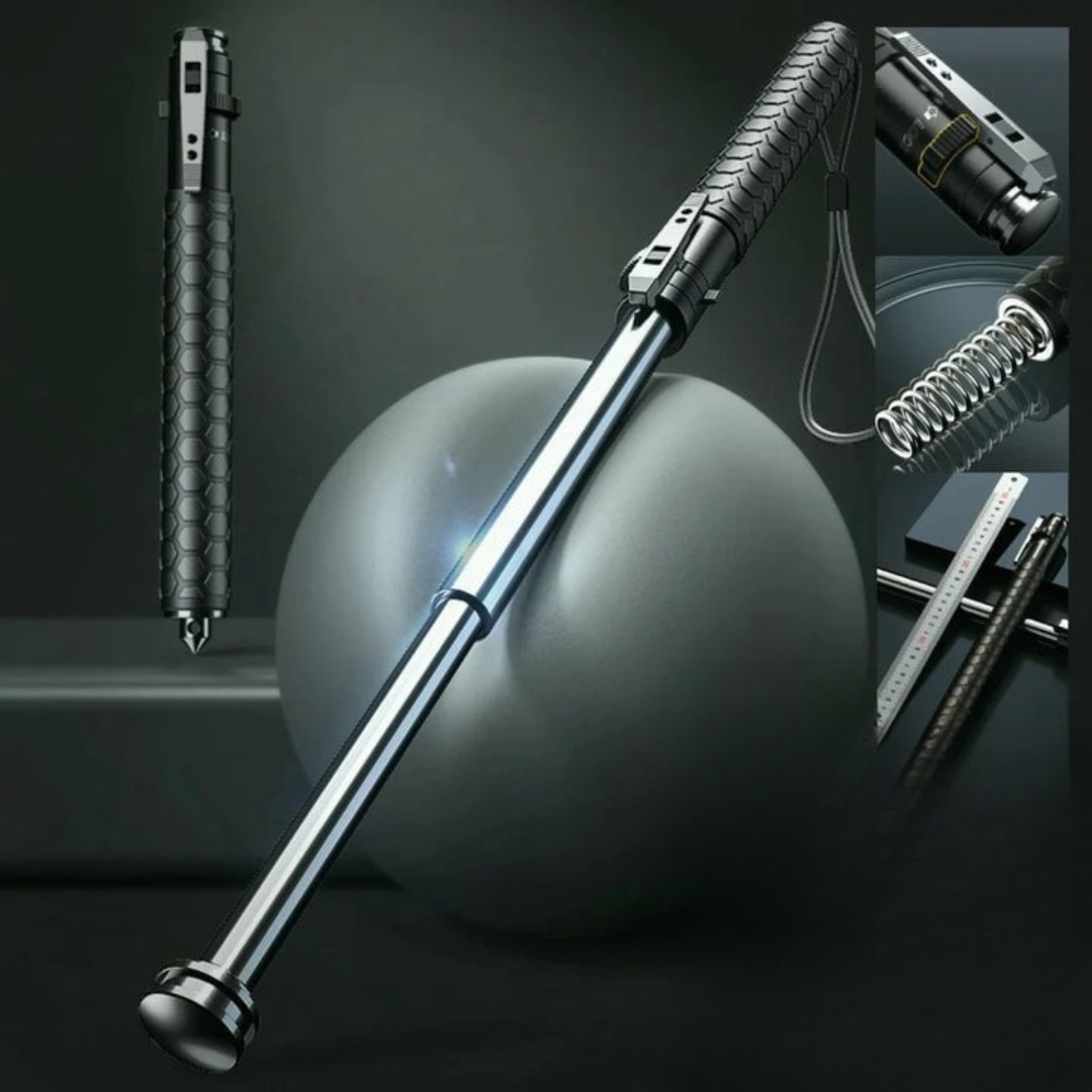 Spring-Loaded Defense Hiking Stick with Anti-Slip Grip for Trail & Urban Support