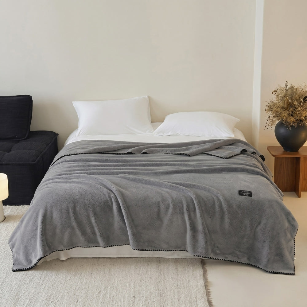 Chunky Textured Microfiber Throw Blanket – Cozy Bedding & Couch Cover in 4 Neutral Tones