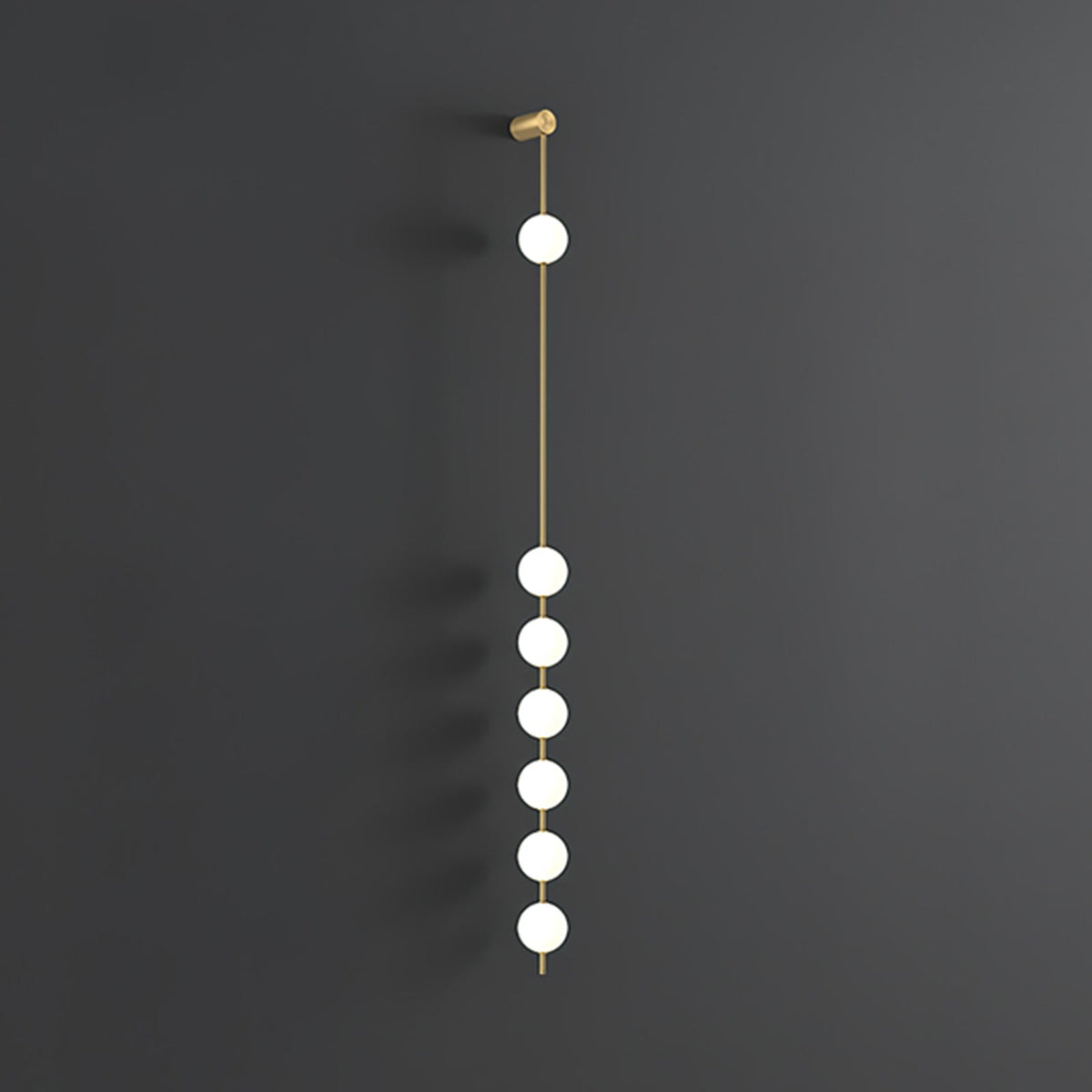 Aplique de pared LED vertical con múltiples globos, acabado en latón, altura ajustable, iluminación para pasillos, escaleras y entradas, lámpara moderna de metal y vidrio, 3-6 luces | Thomler