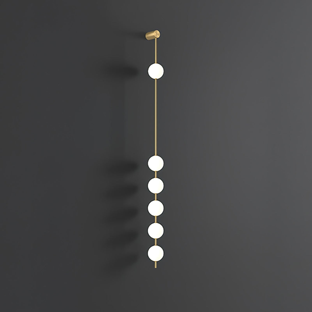 Aplique de pared LED vertical con múltiples globos, acabado en latón, altura ajustable, iluminación para pasillos, escaleras y entradas, lámpara moderna de metal y vidrio, 3-6 luces | Thomler
