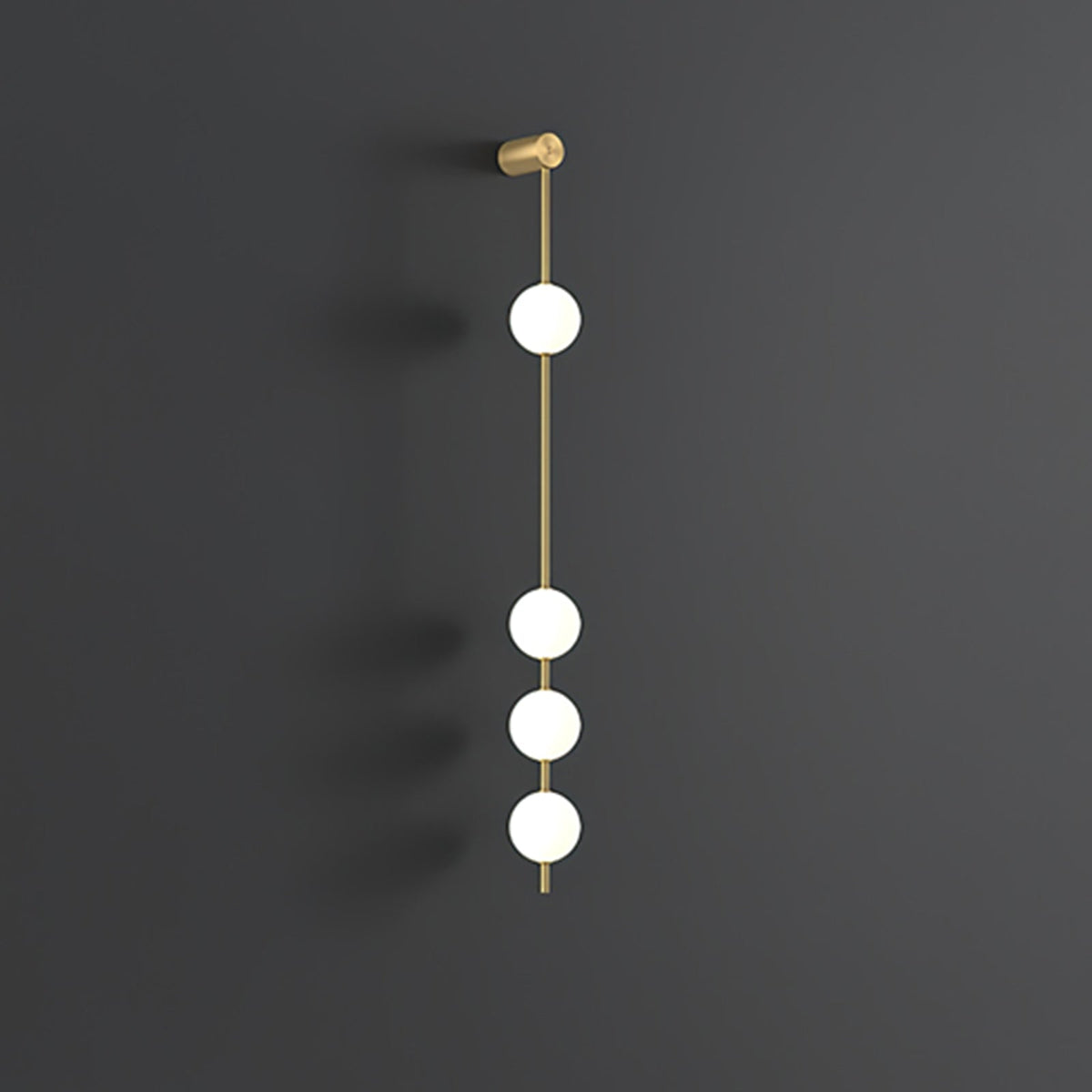 Aplique de pared LED vertical con múltiples globos, acabado en latón, altura ajustable, iluminación para pasillos, escaleras y entradas, lámpara moderna de metal y vidrio, 3-6 luces | Thomler
