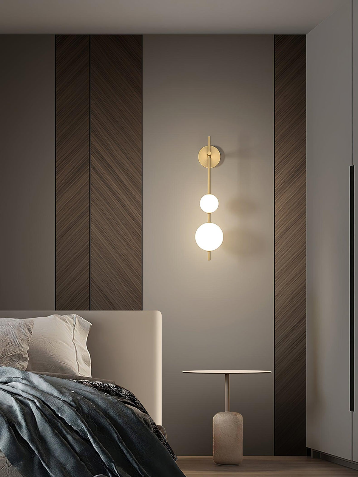 Lámpara de pared tipo globo LED, aplique de montaje fijo, 26 pulgadas, acabado en latón, iluminación con pantalla esférica para dormitorio, baño, pasillo, rincón de lectura, luz de acento para interiores