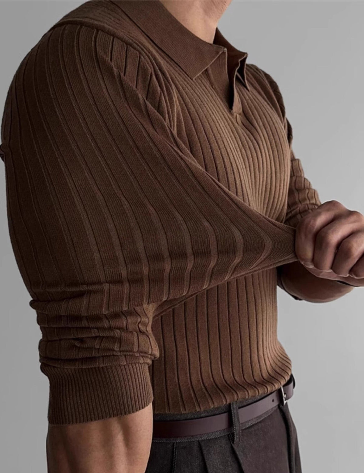 Fitted Polo Sweater for Men – Breathable Knit, Refined Collar, Easy-Care Fabric