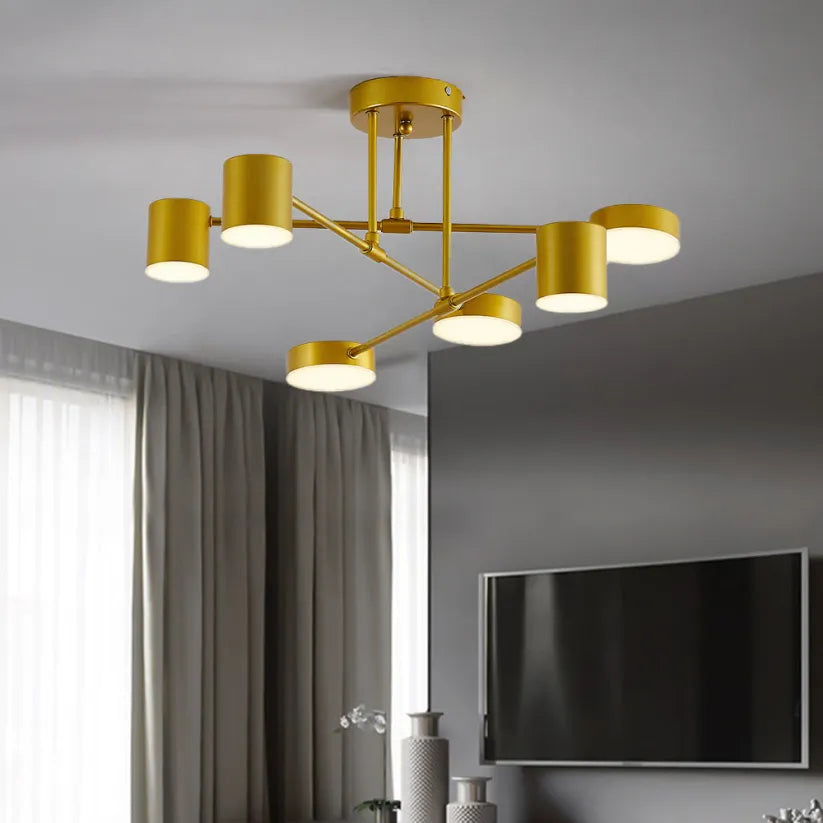 Six-Arm Adjustable Ceiling Light White Metal 22 inch Wide for Kitchen Dining Room Bedroom Modern Flush Mount Fixture Three Color Modes Direc | Thomler