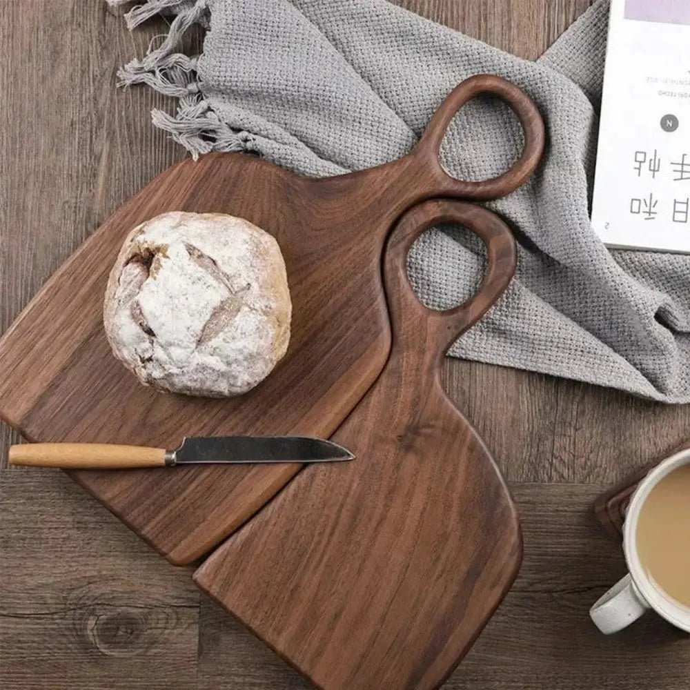 Solid Walnut Cutting Board 2-Piece Set with Loop Handle for Hanging Kitchen Prep and Serving Boards Natural Wood Grain Charcuterie Platter C | Thomler