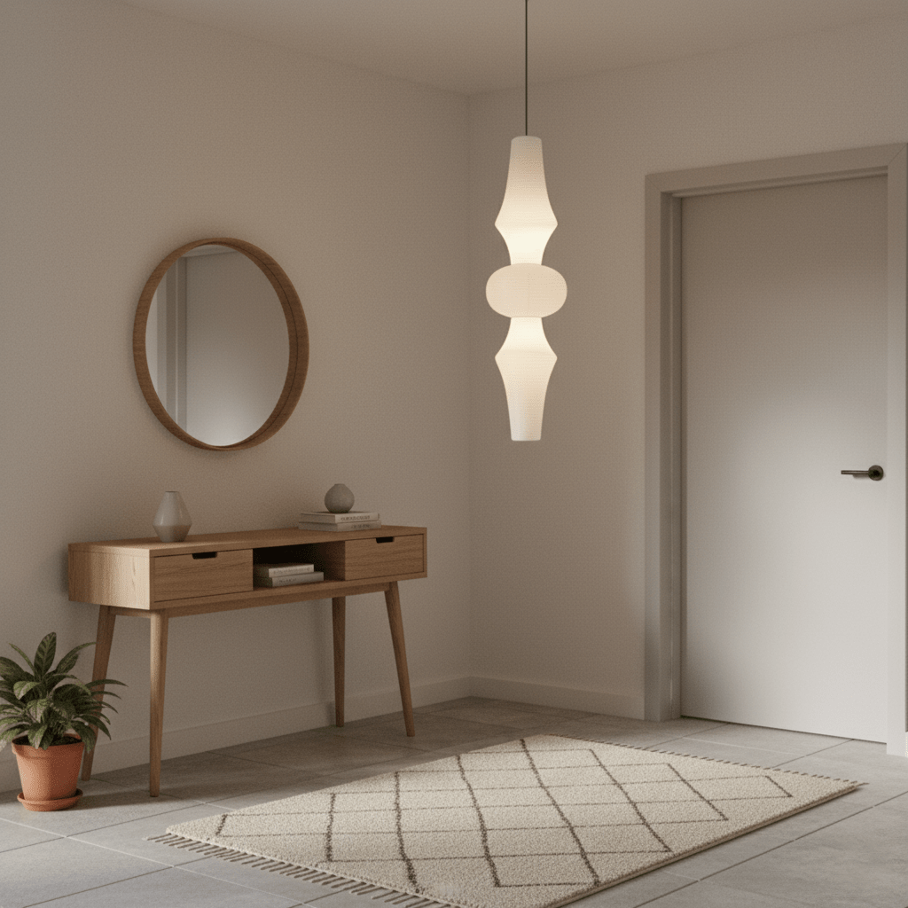Lámpara de techo artesanal de papel con pantalla cilíndrica blanca, luminaria colgante con casquillo E26/E27 para dormitorio, sala de estar y comedor, luz ambiental moderna | Thomler