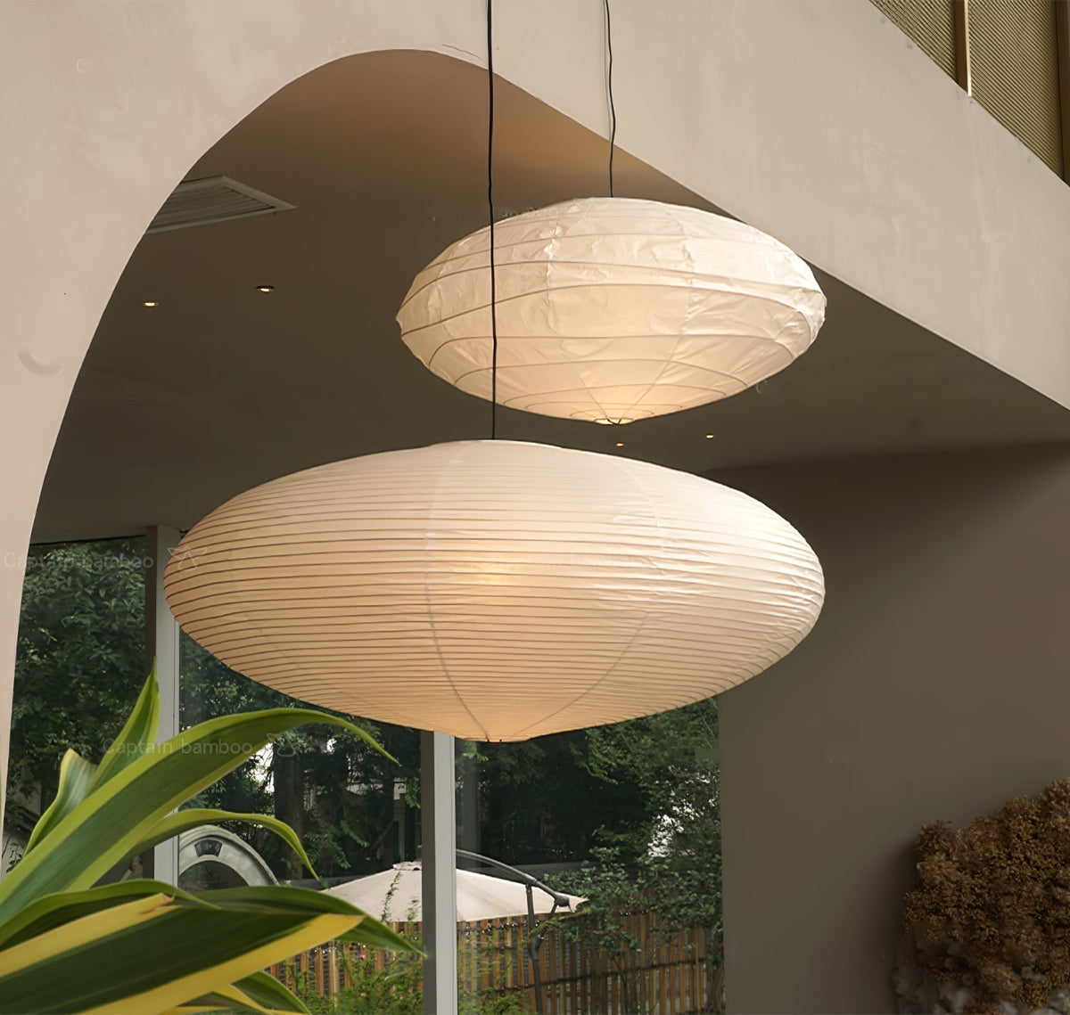 Handmade Rice Paper Sphere Pendant Lamp for Dining Room & Bedroom | Sculptural Ceiling Fixture with Adjustable Cord | E26 Edison Bulb Compat