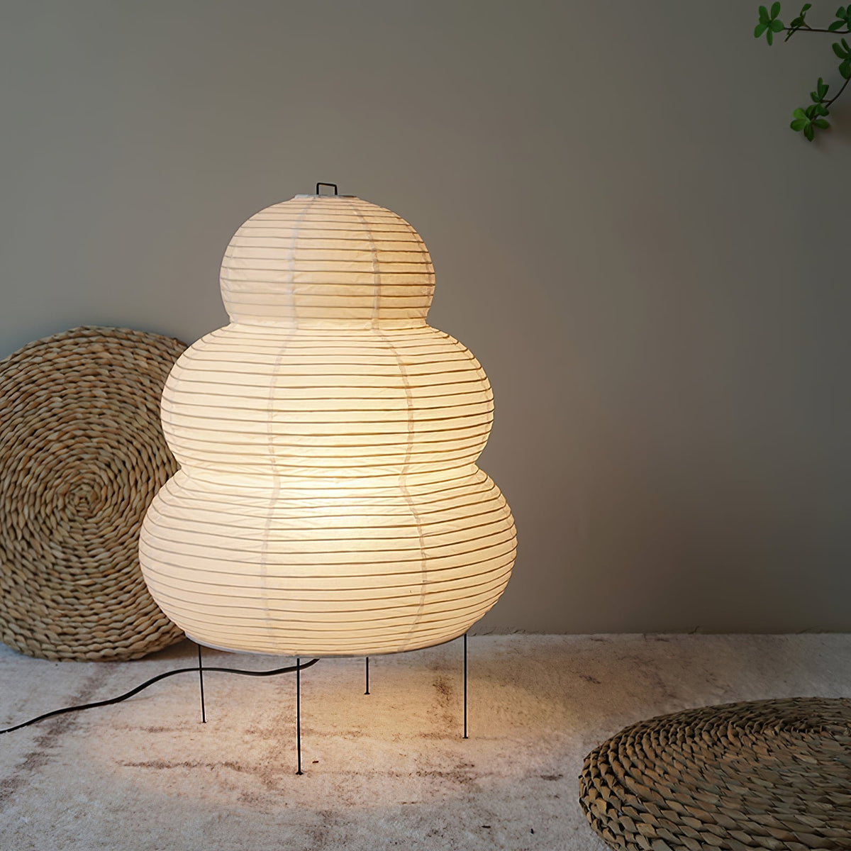Lámpara de acento con pantalla de papel hecha a mano, 10 pulgadas de ancho, luz nocturna LED de brillo cálido para dormitorio, oficina, escritorio, rincón de lectura, estilo minimalista japonés