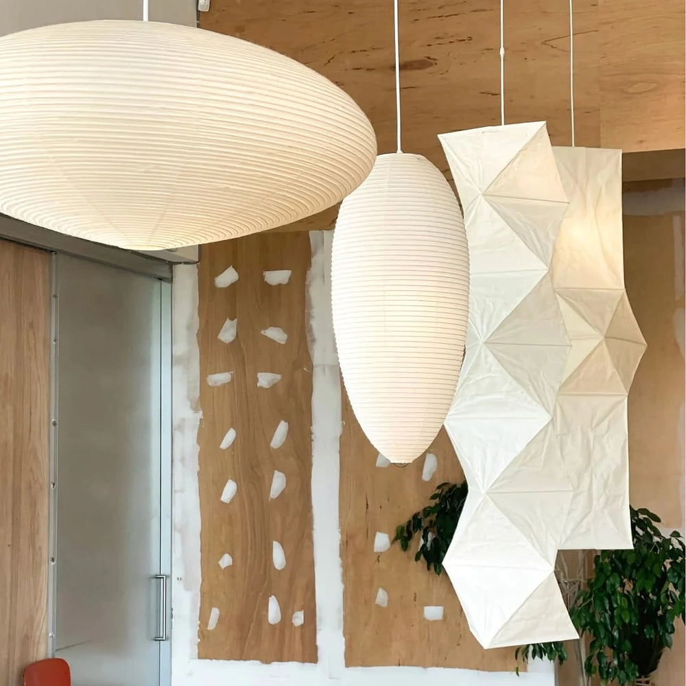 Handmade Rice Paper Sphere Pendant Lamp for Dining Room & Bedroom | Sculptural Ceiling Fixture with Adjustable Cord | E26 Edison Bulb Compat