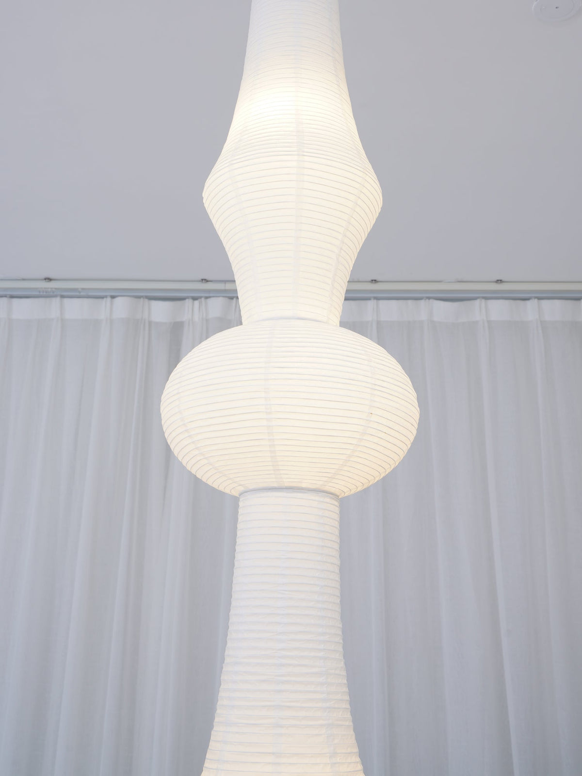 Lámpara de techo artesanal de papel con pantalla cilíndrica blanca, luminaria colgante con casquillo E26/E27 para dormitorio, sala de estar y comedor, luz ambiental moderna | Thomler