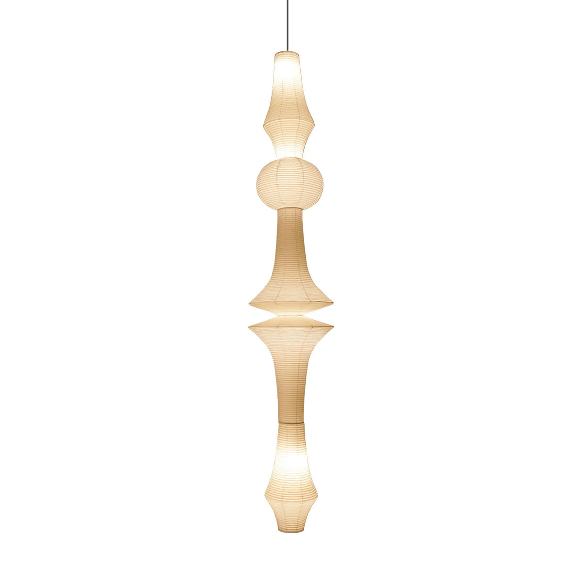Lámpara de techo artesanal de papel con pantalla cilíndrica blanca, luminaria colgante con casquillo E26/E27 para dormitorio, sala de estar y comedor, luz ambiental moderna | Thomler