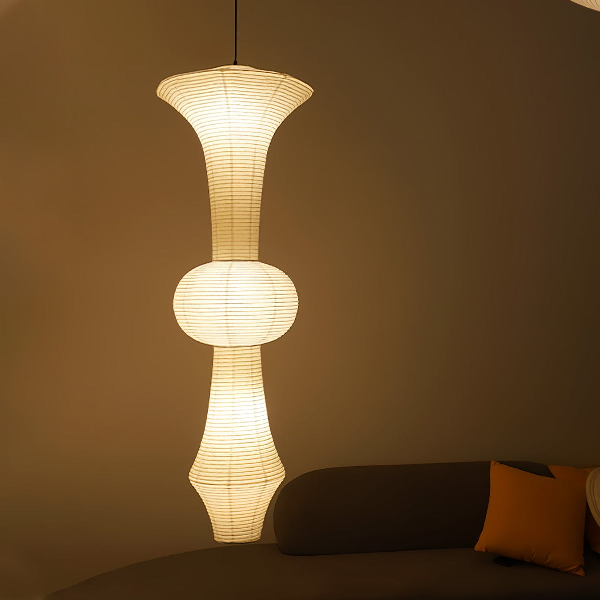 Lámpara de techo artesanal de papel con pantalla cilíndrica blanca, luminaria colgante con casquillo E26/E27 para dormitorio, sala de estar y comedor, luz ambiental moderna | Thomler