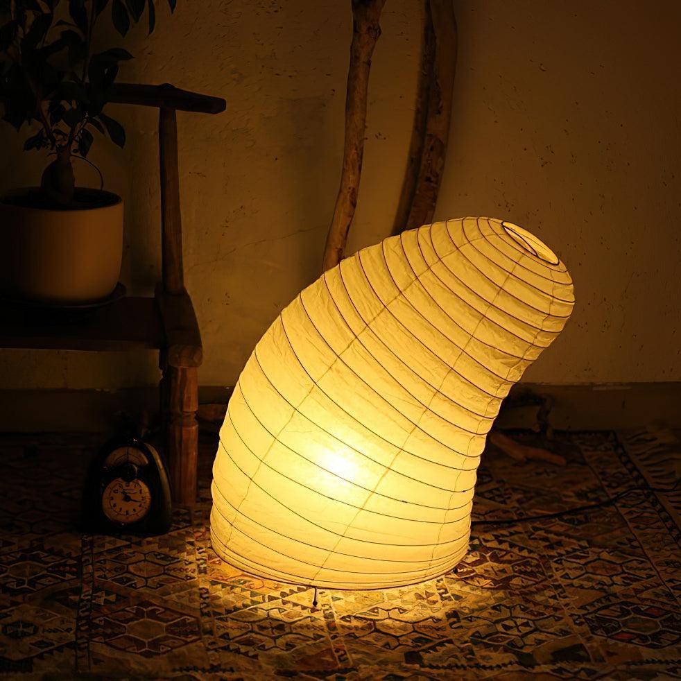 Lámpara de acento con pantalla de papel hecha a mano, 10 pulgadas de ancho, luz nocturna LED de brillo cálido para dormitorio, oficina, escritorio, rincón de lectura, estilo minimalista japonés