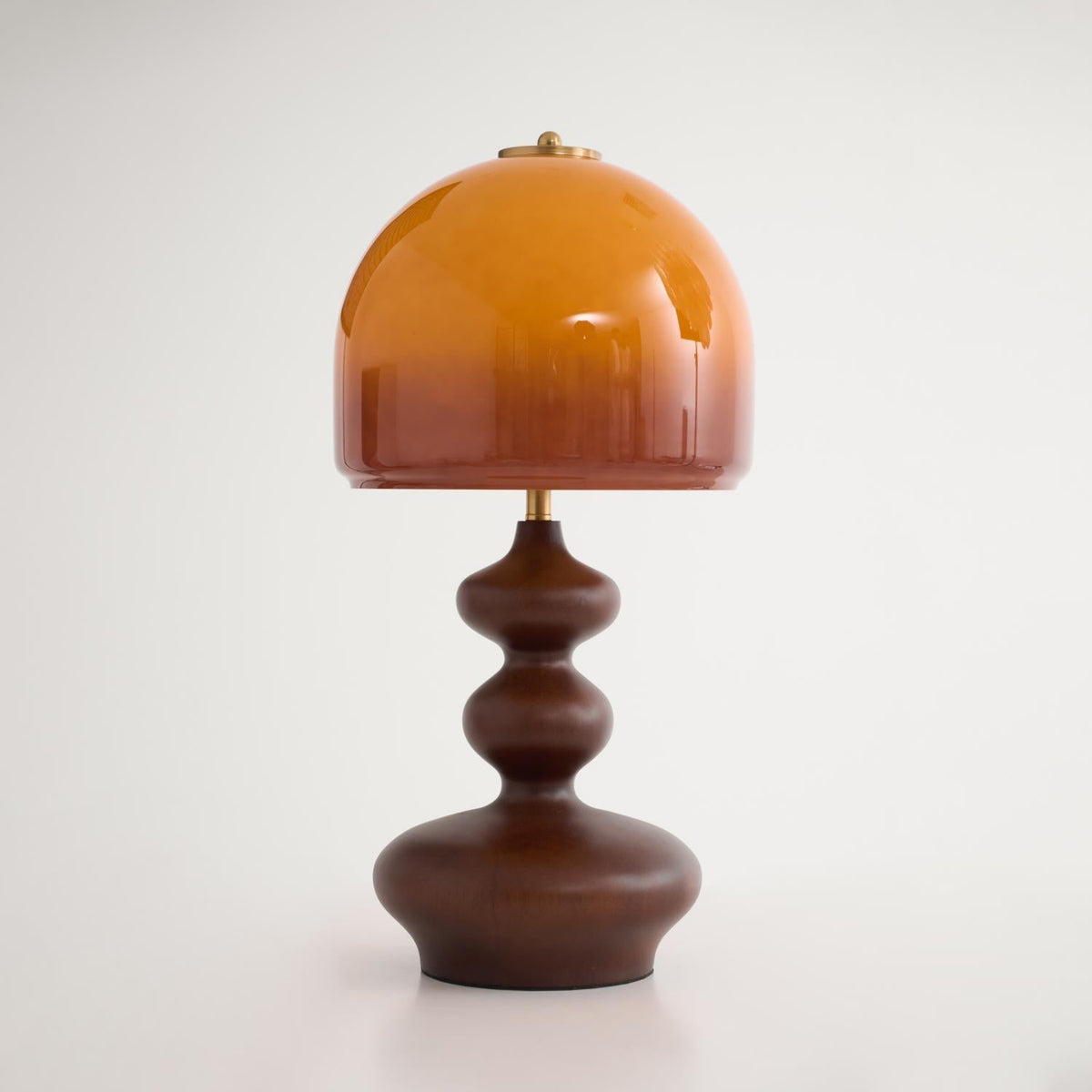 Wooden Desk Lamp with Amber Glass Shade 10 in × 20 in for Nightstand Bedroom Office Cozy Reading Light | Thomler