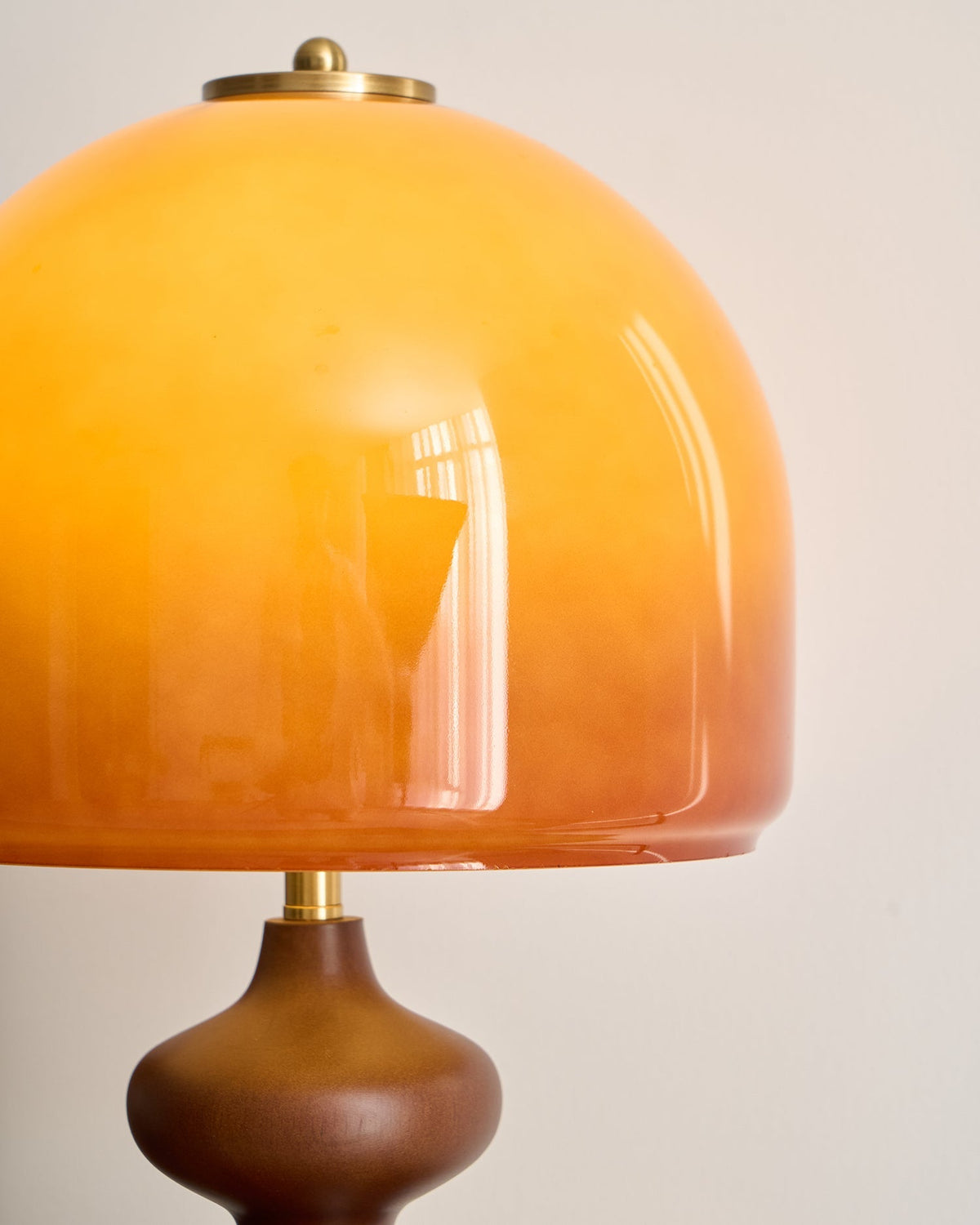 Wooden Desk Lamp with Amber Glass Shade 10 in × 20 in for Nightstand Bedroom Office Cozy Reading Light | Thomler