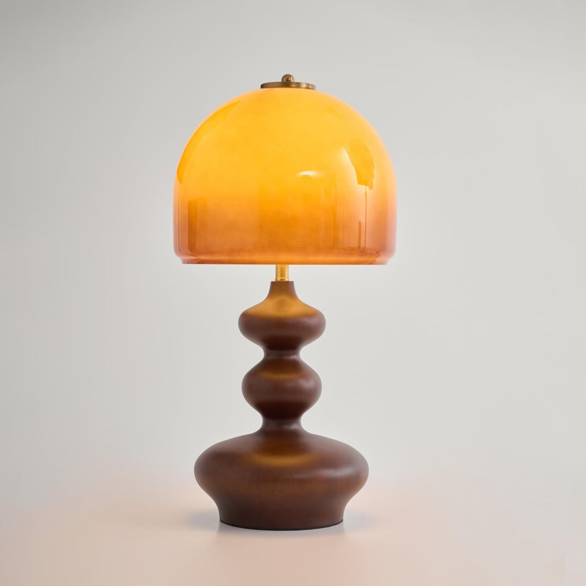 Wooden Desk Lamp with Amber Glass Shade 10 in × 20 in for Nightstand Bedroom Office Cozy Reading Light | Thomler