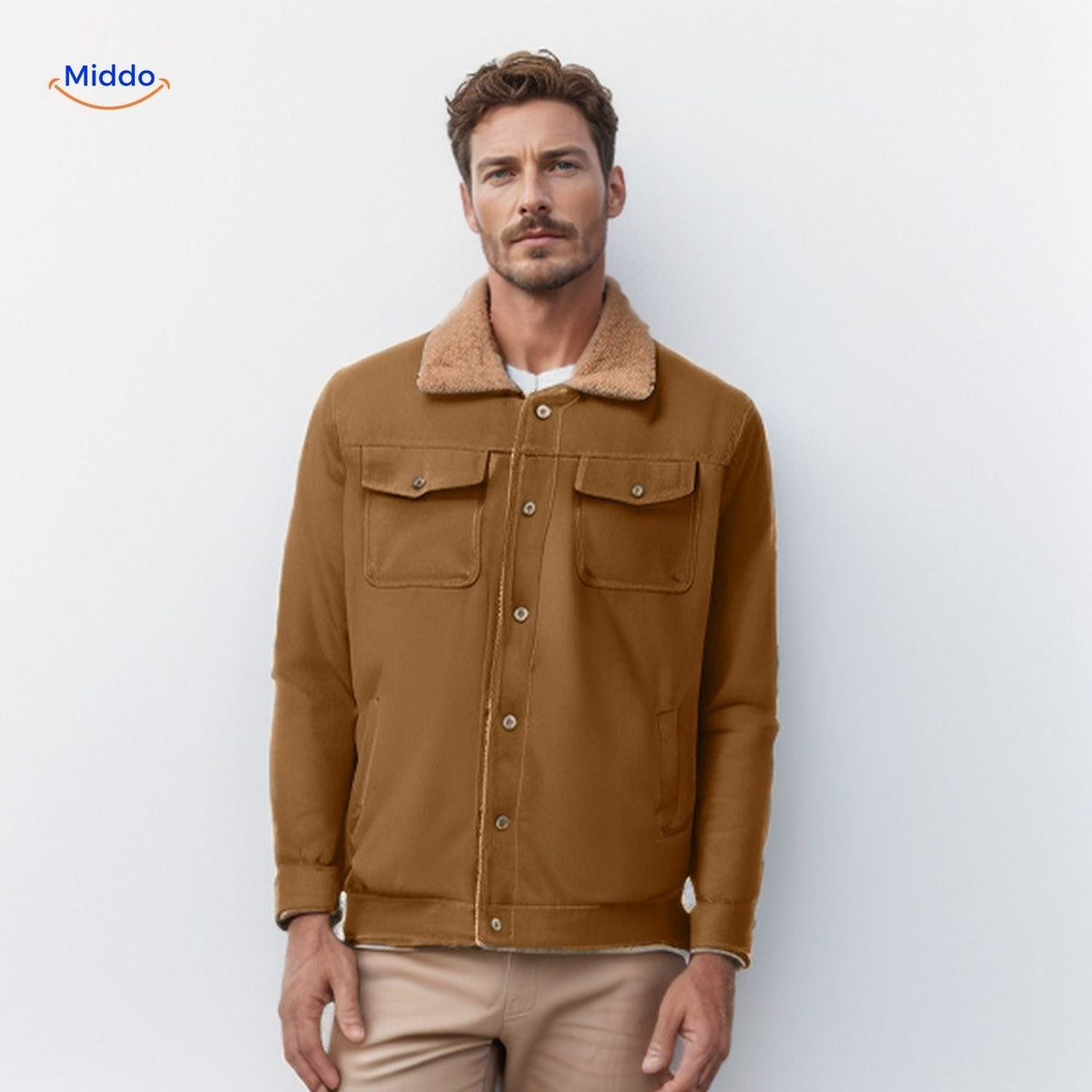 Men's Insulated Casual Jacket with Contrast Collar – Warm, Weatherproof Outerwear for Everyday Wear