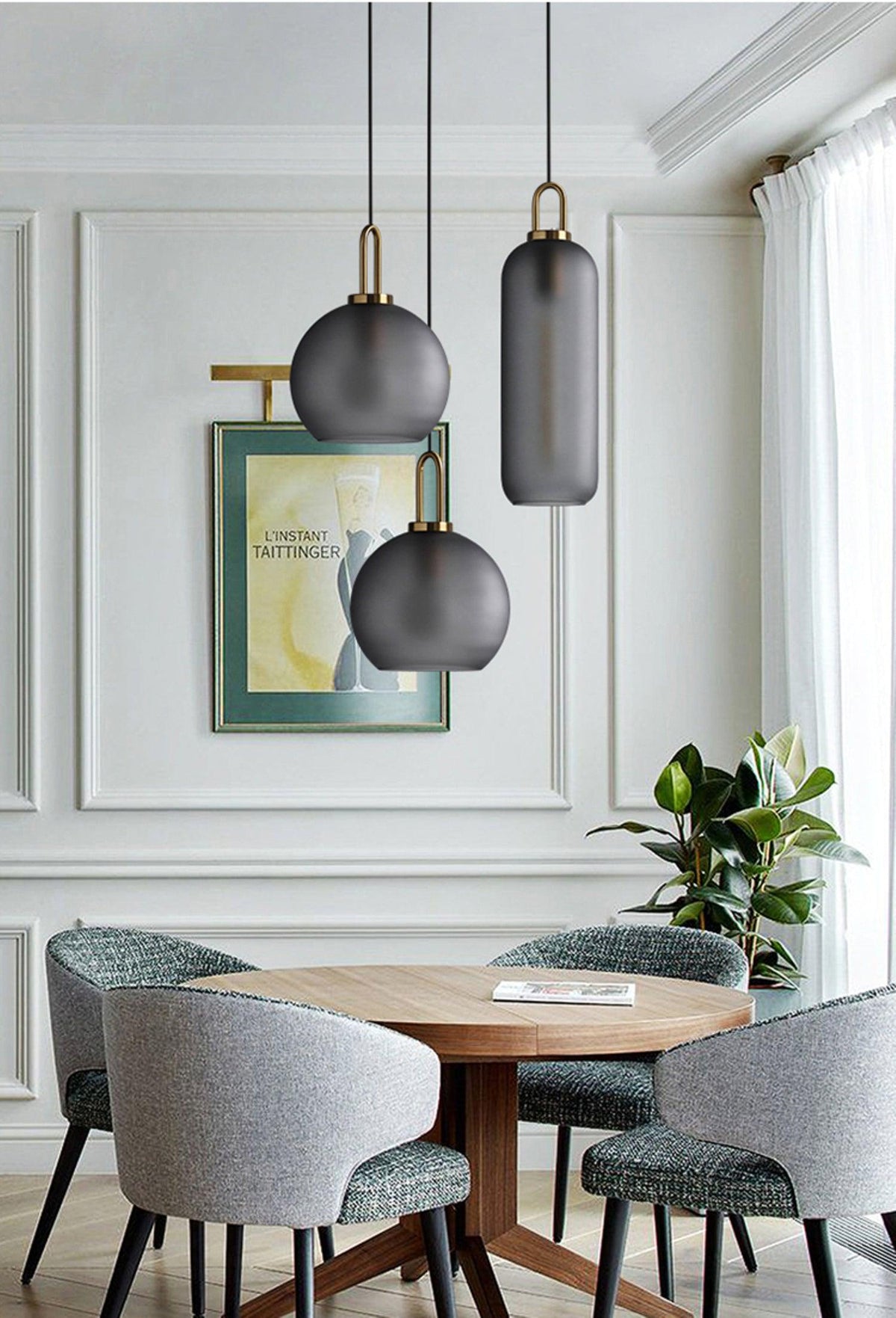 Glass Globe Hanging Light Fixture with Adjustable Cord for Dining Room Kitchen Island Bedroom Modern Minimalist Ceiling Pendant Lamp | Thomler